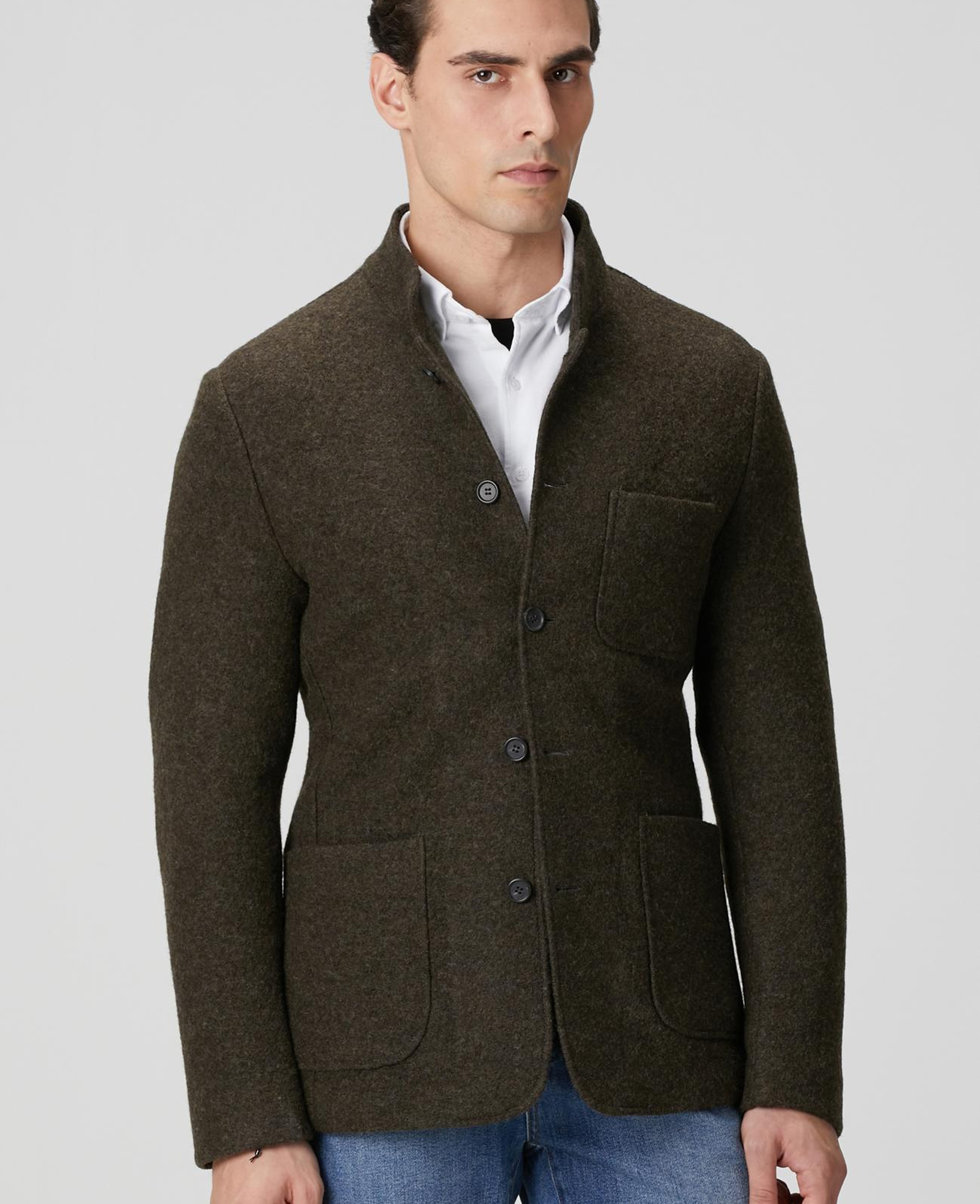 Network Erkek Haki Yün Örme Ceket