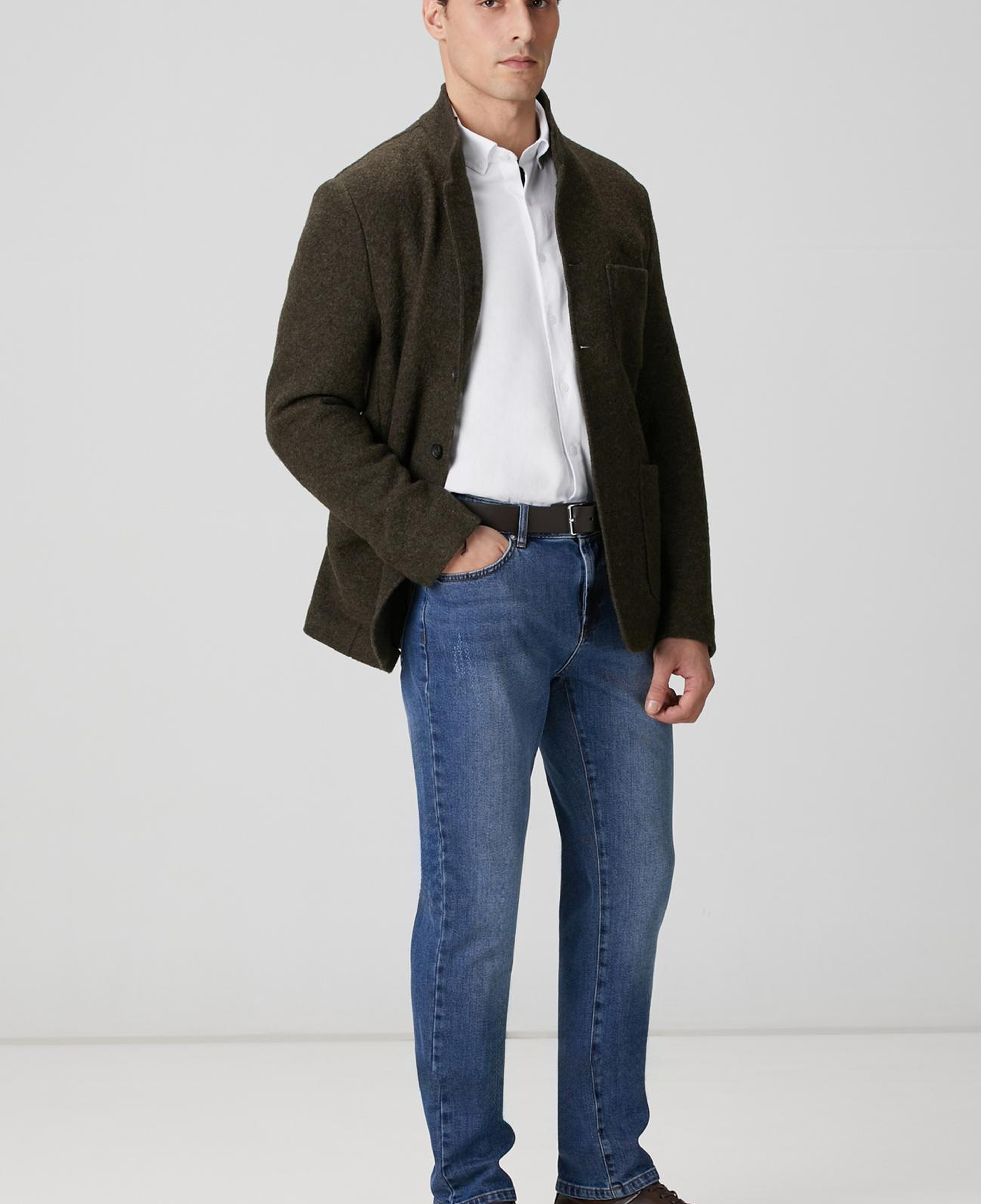 Network Erkek Haki Yün Örme Ceket
