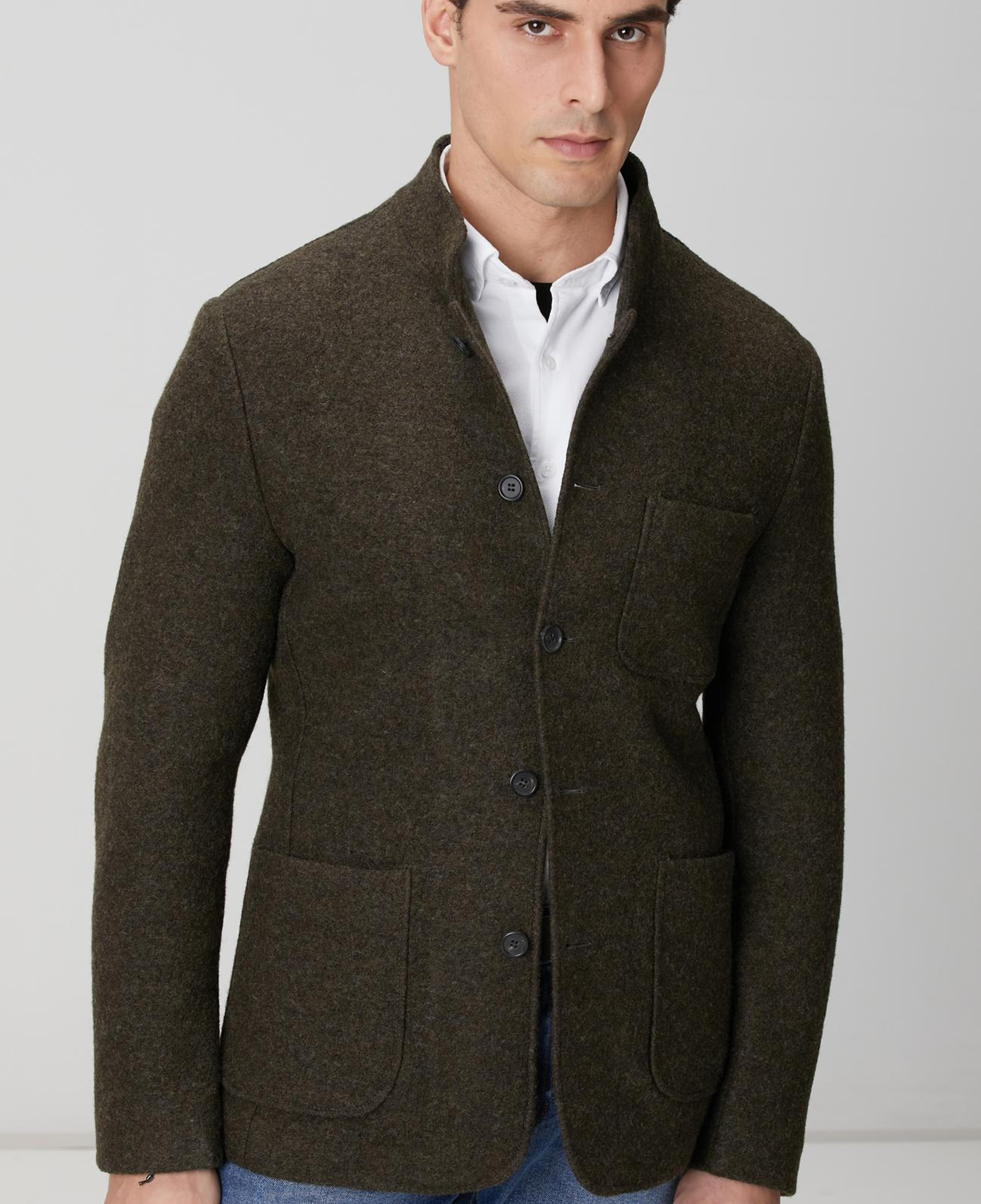 Network Erkek Haki Yün Örme Ceket