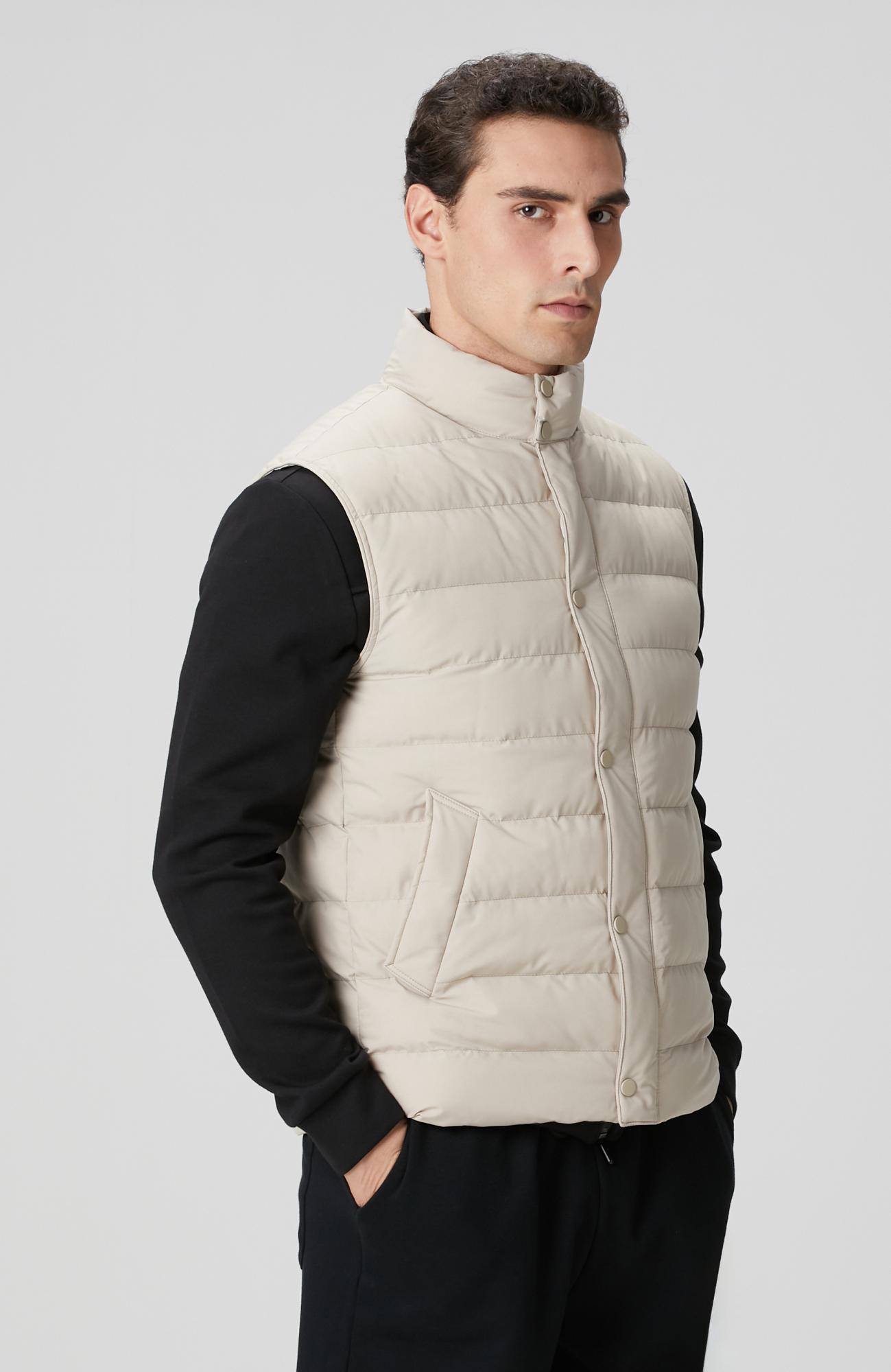 Network Erkek Bej Ray Kapitoneli Casual Yelek