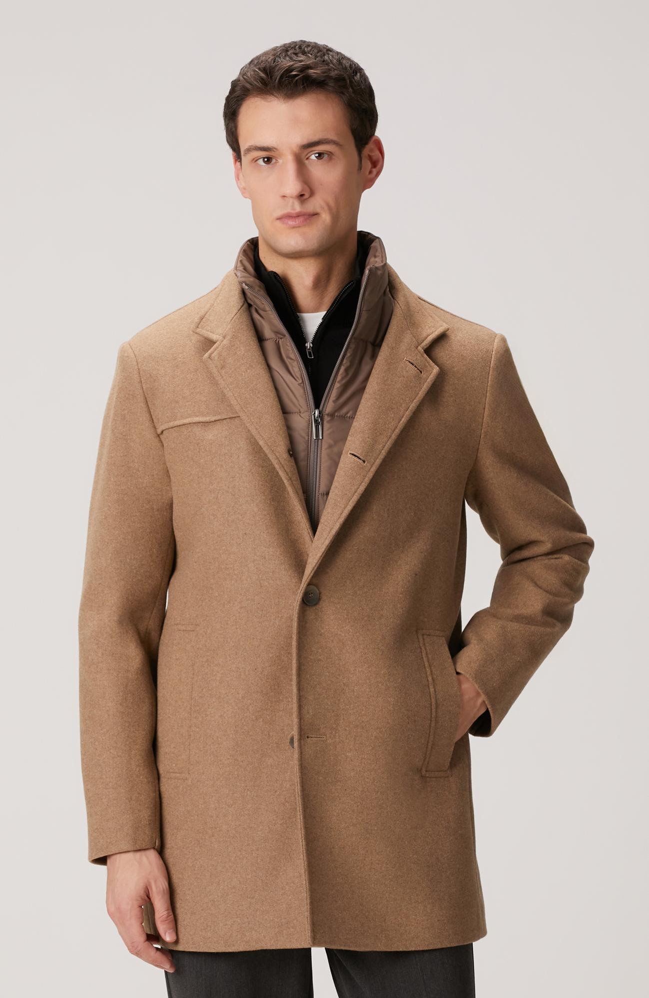 Network Erkek Vizon Dik Yaka Mostralı Palto