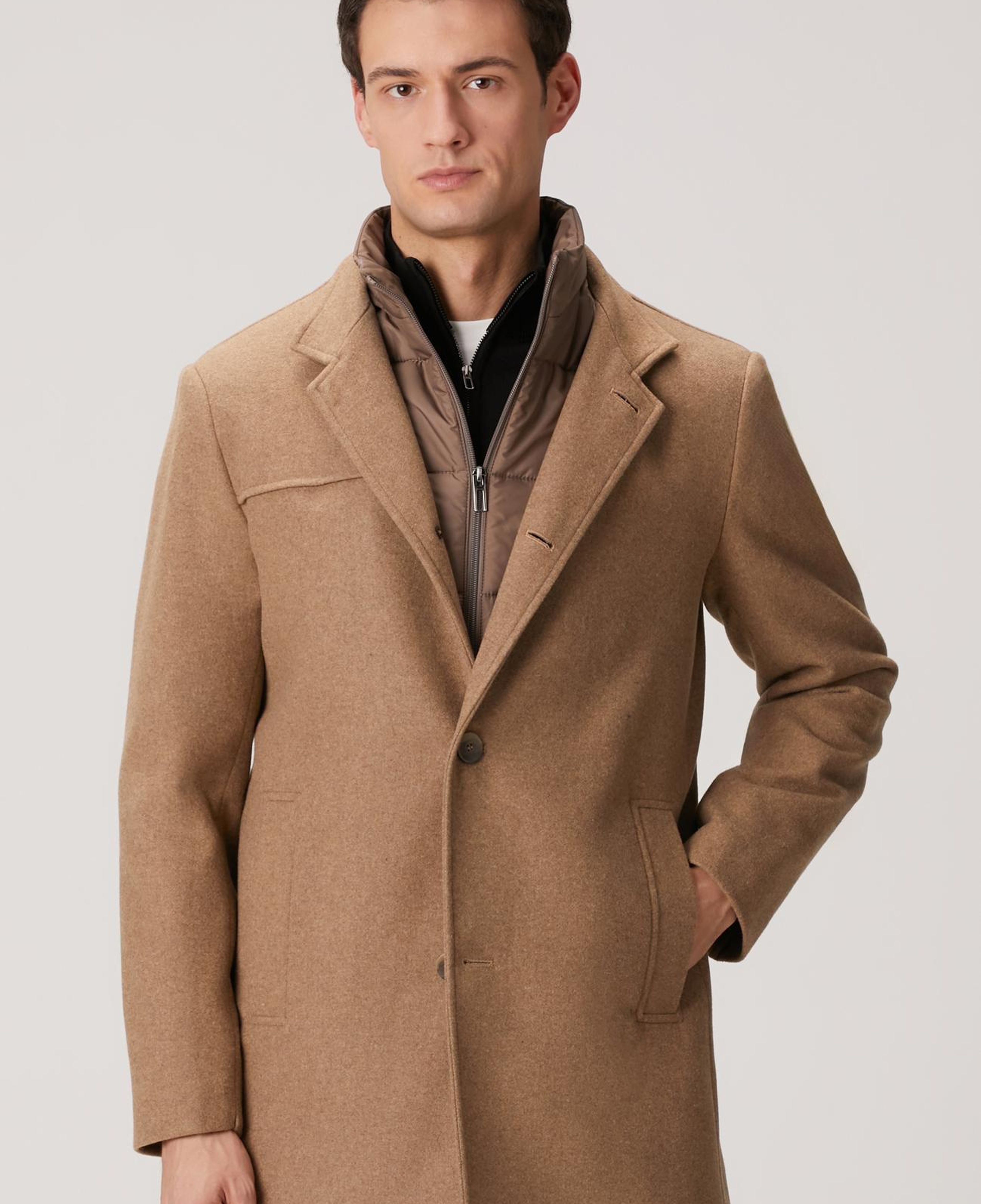 Network Erkek Vizon Dik Yaka Mostralı Palto