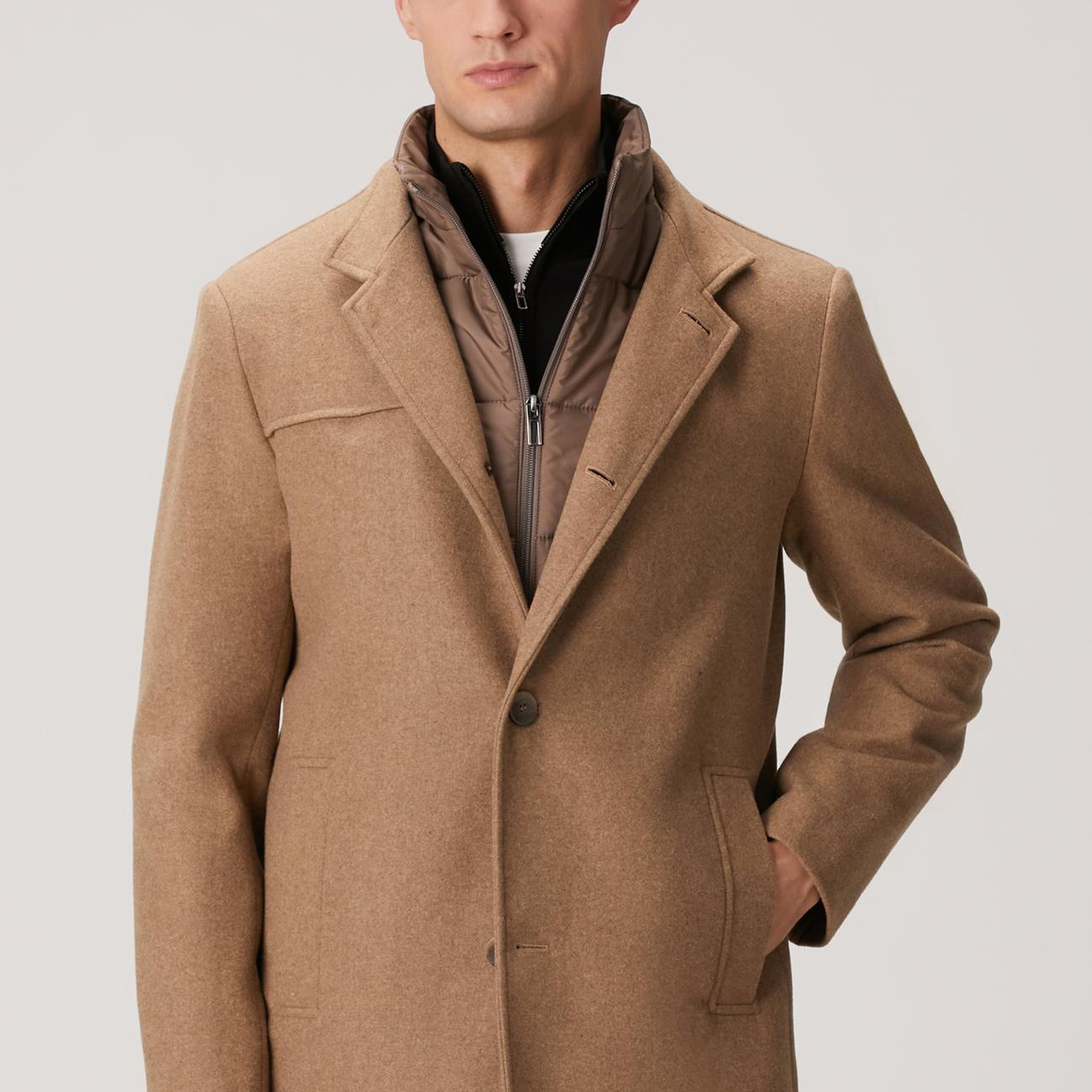 Network Erkek Vizon Dik Yaka Mostralı Palto