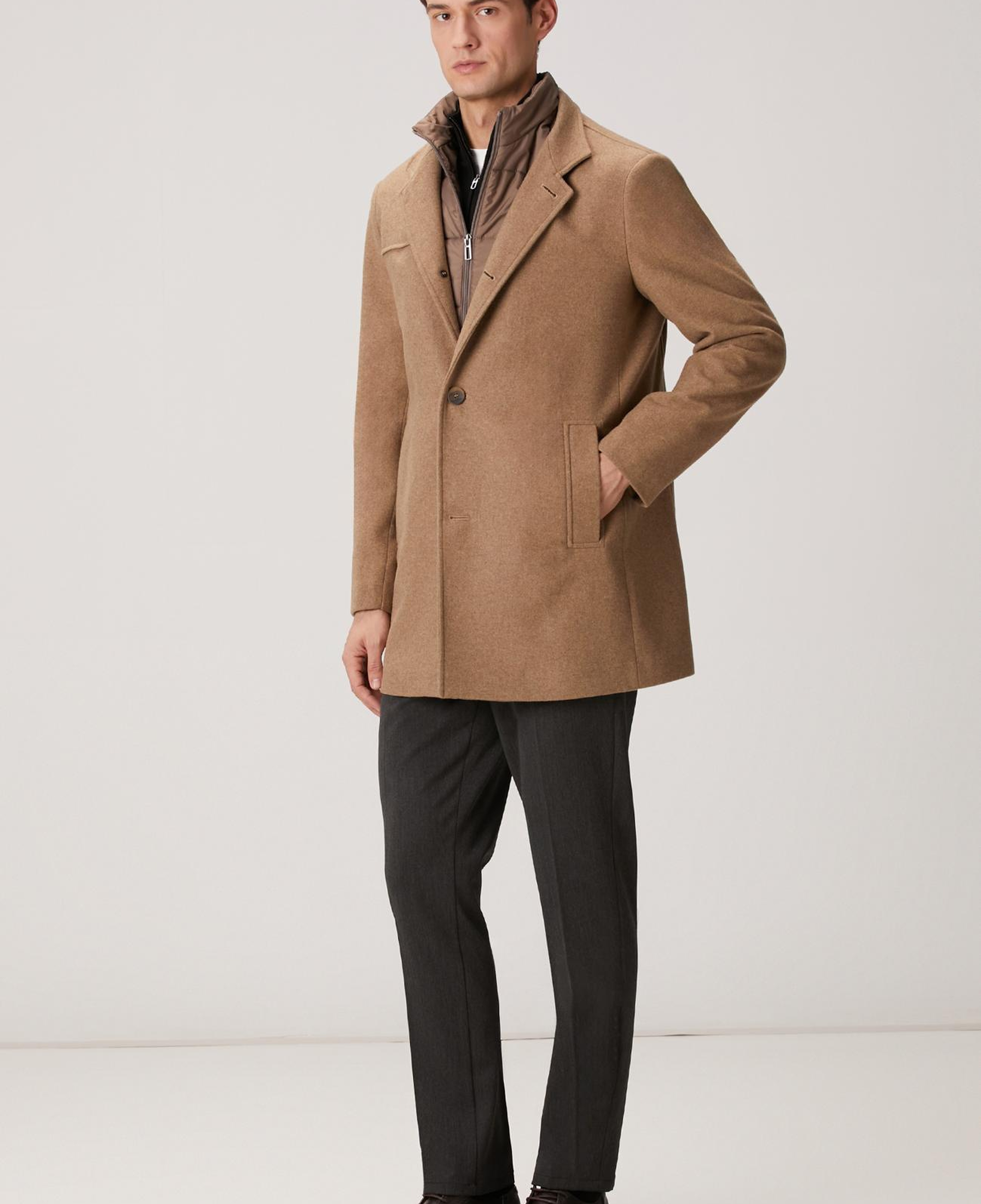 Network Erkek Vizon Dik Yaka Mostralı Palto