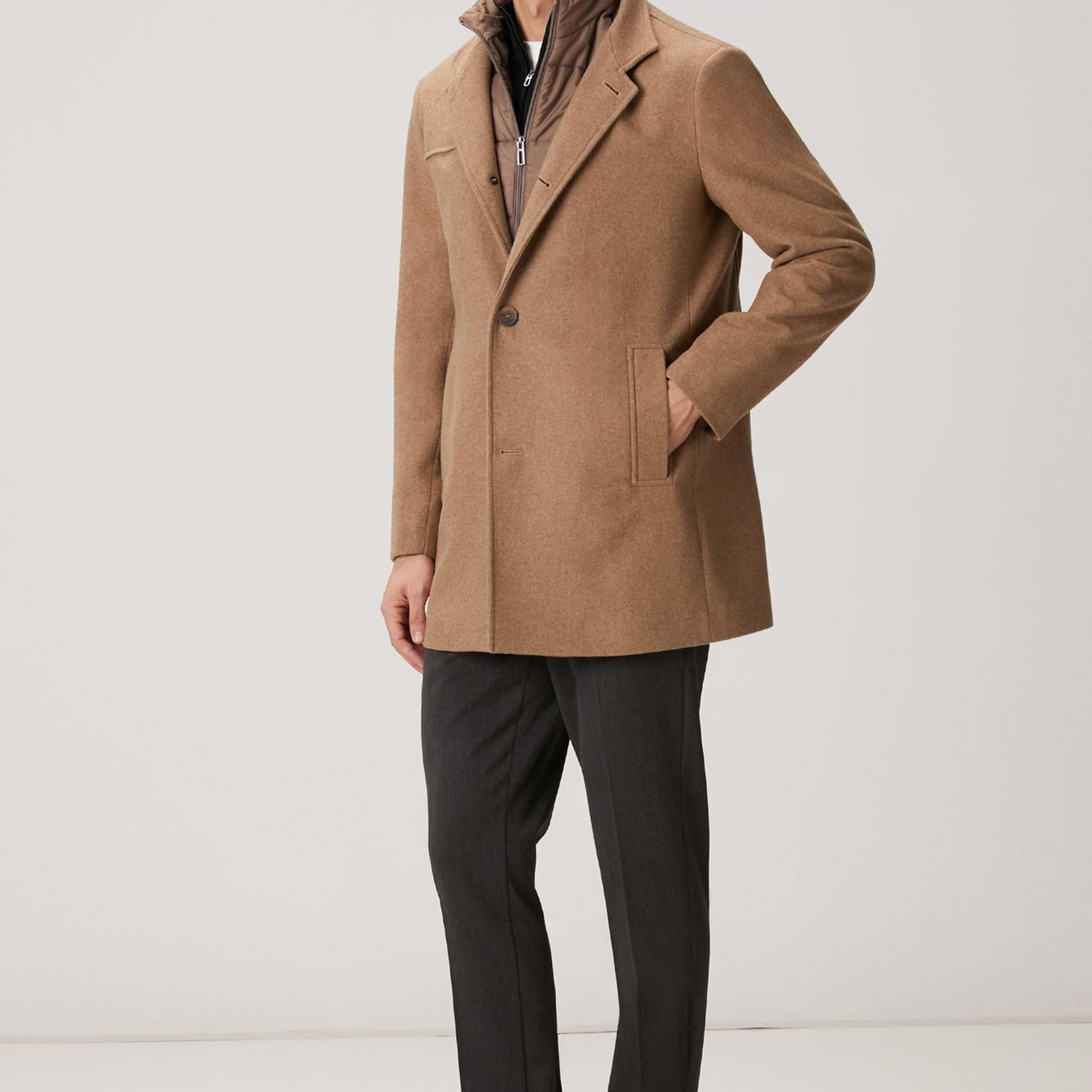 Network Erkek Vizon Dik Yaka Mostralı Palto