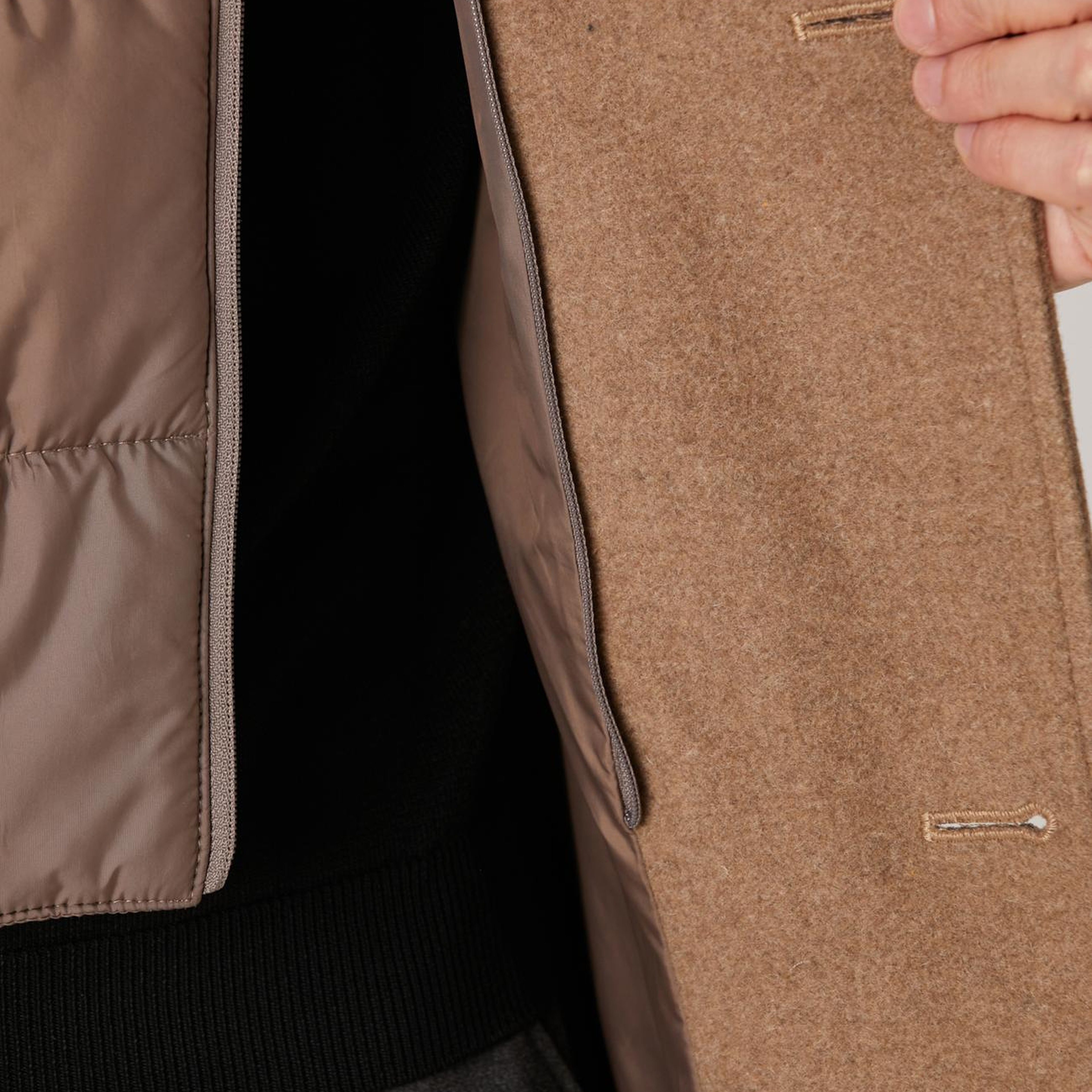 Network Erkek Vizon Dik Yaka Mostralı Palto