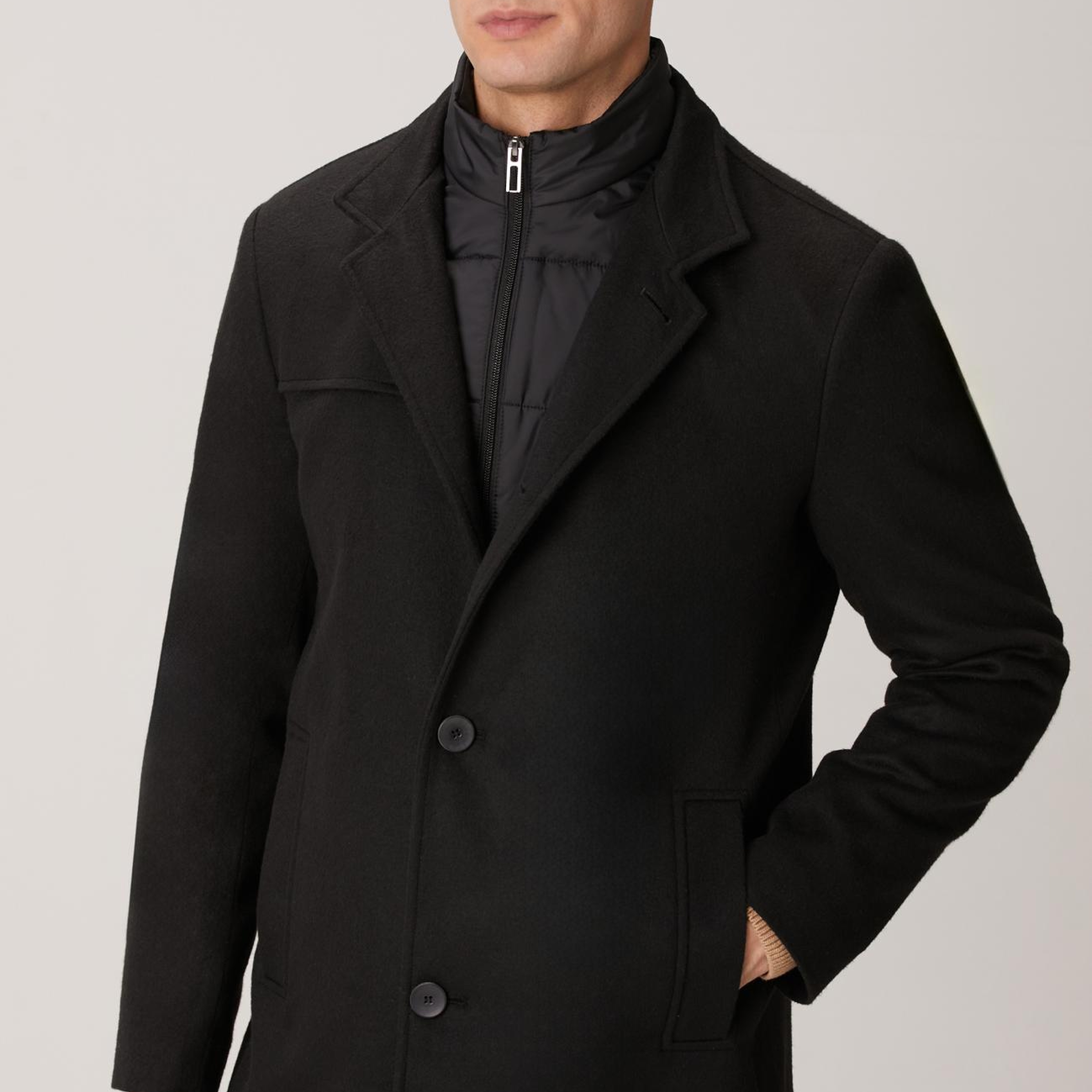 Network Erkek Siyah Dik Yaka Mostralı Palto