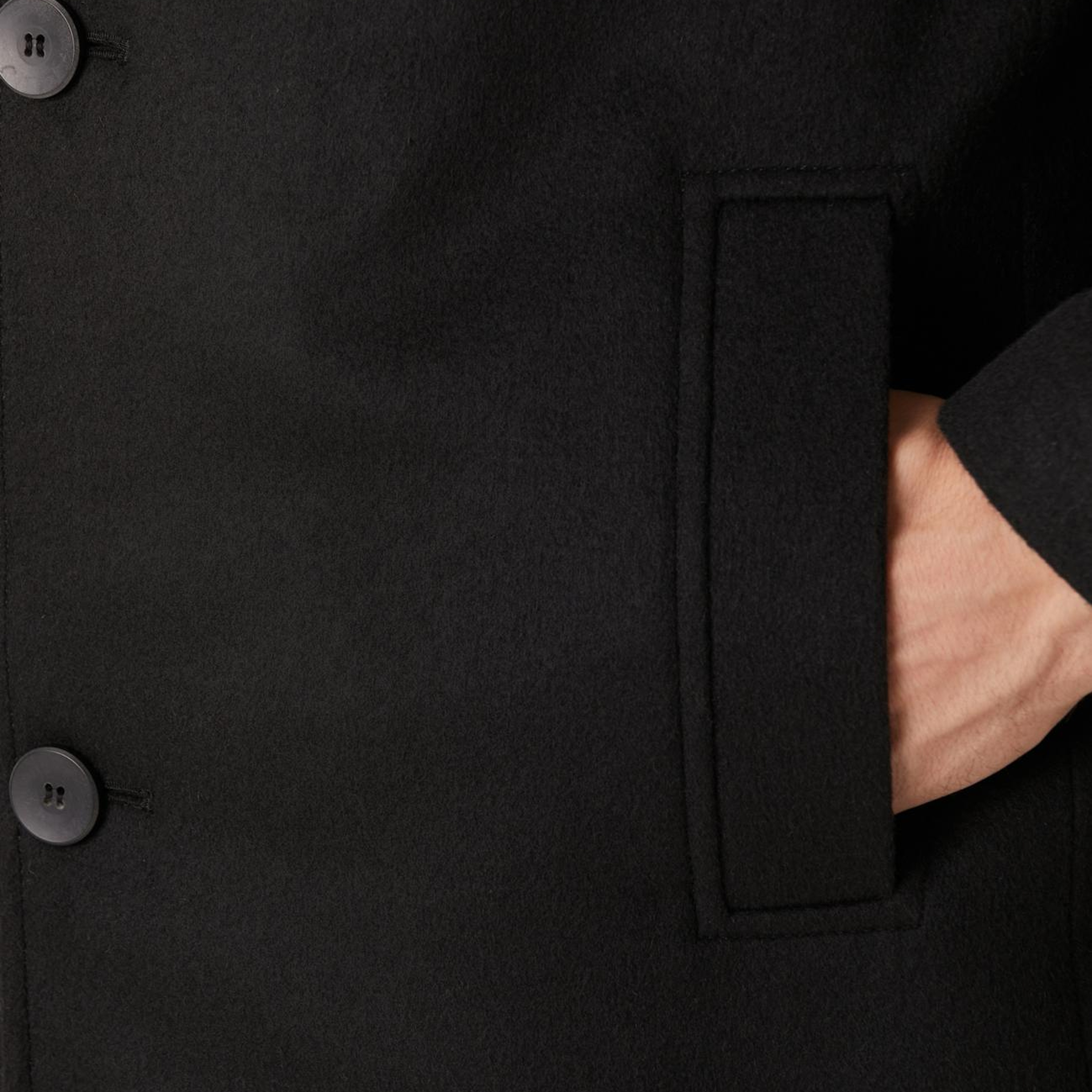 Network Erkek Siyah Dik Yaka Mostralı Palto