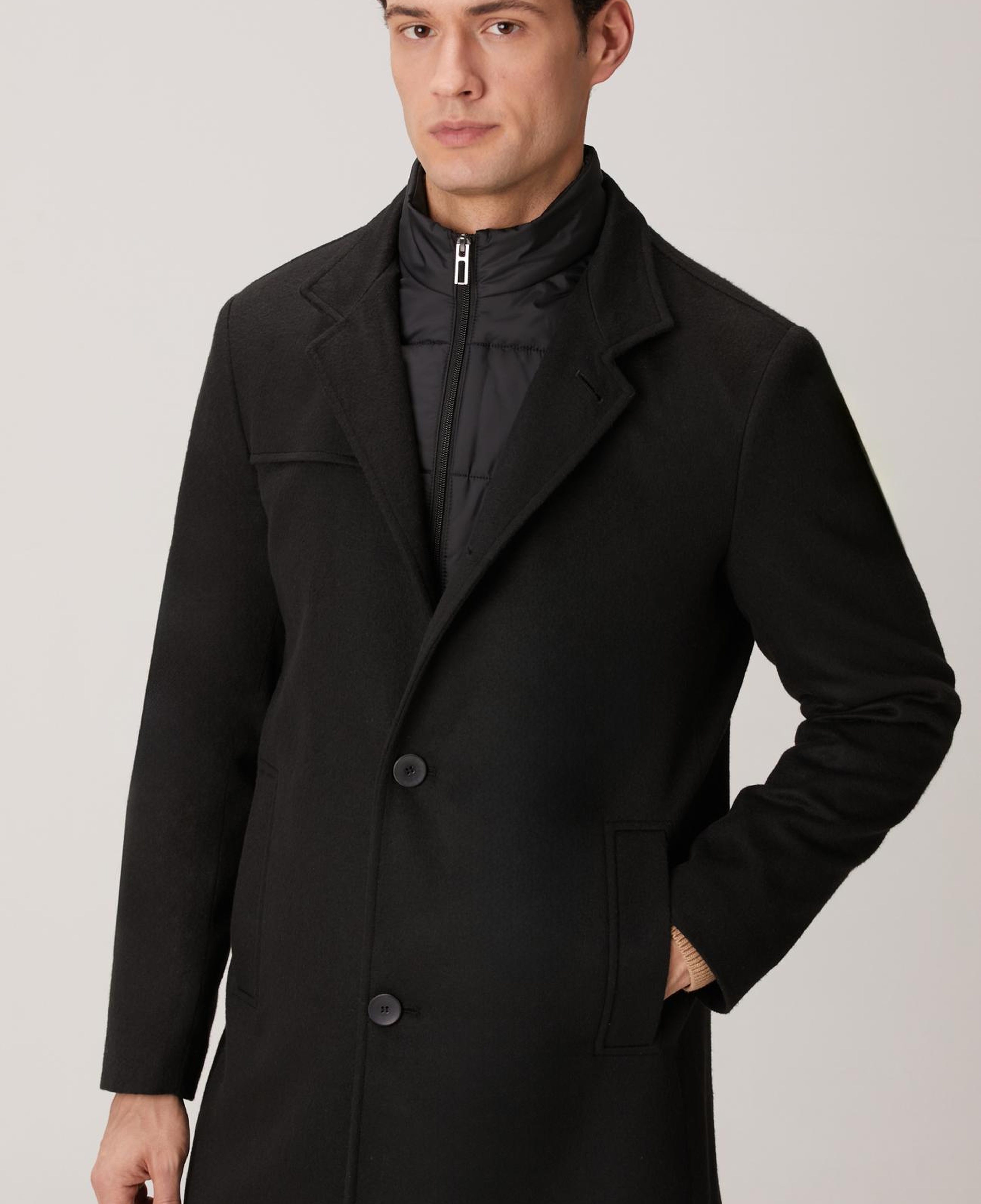 Network Erkek Siyah Dik Yaka Mostralı Palto