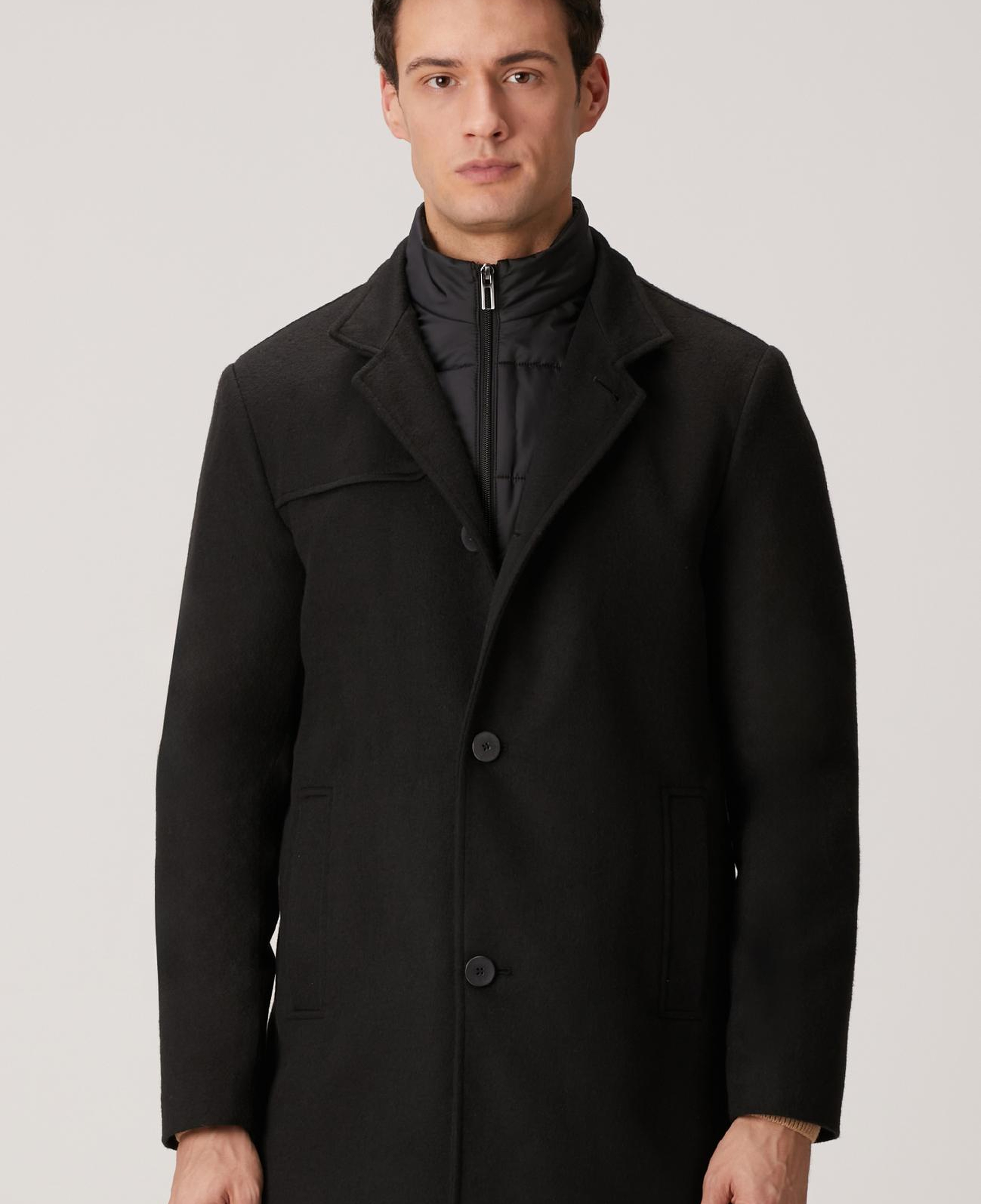 Network Erkek Siyah Dik Yaka Mostralı Palto