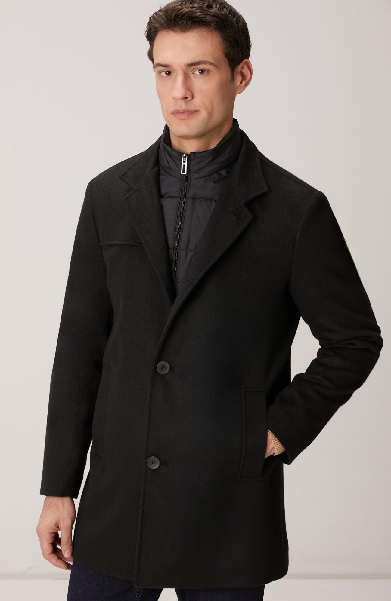 Network Erkek Siyah Dik Yaka Mostralı Palto