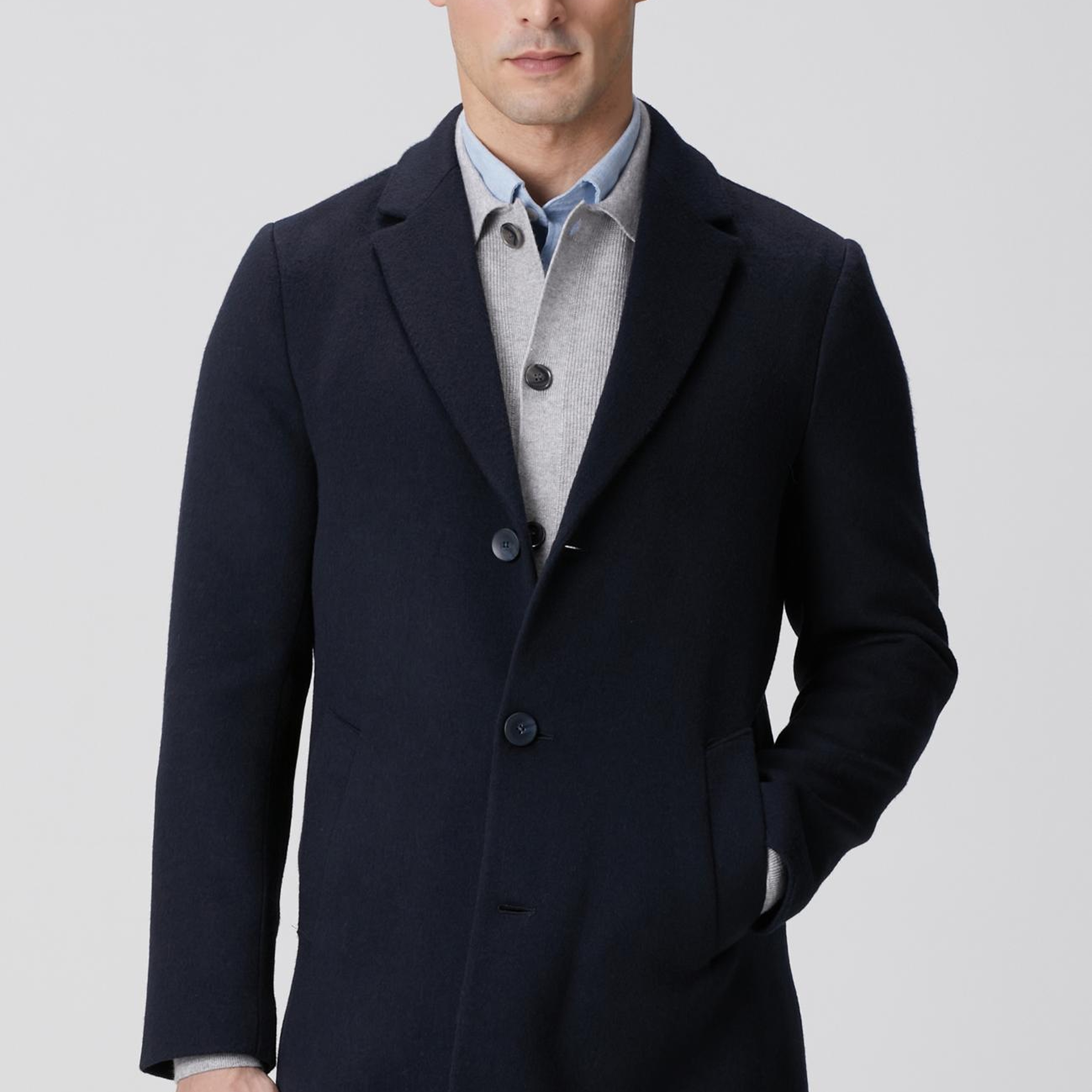 Network Erkek Lacivert Yün Mix Palto