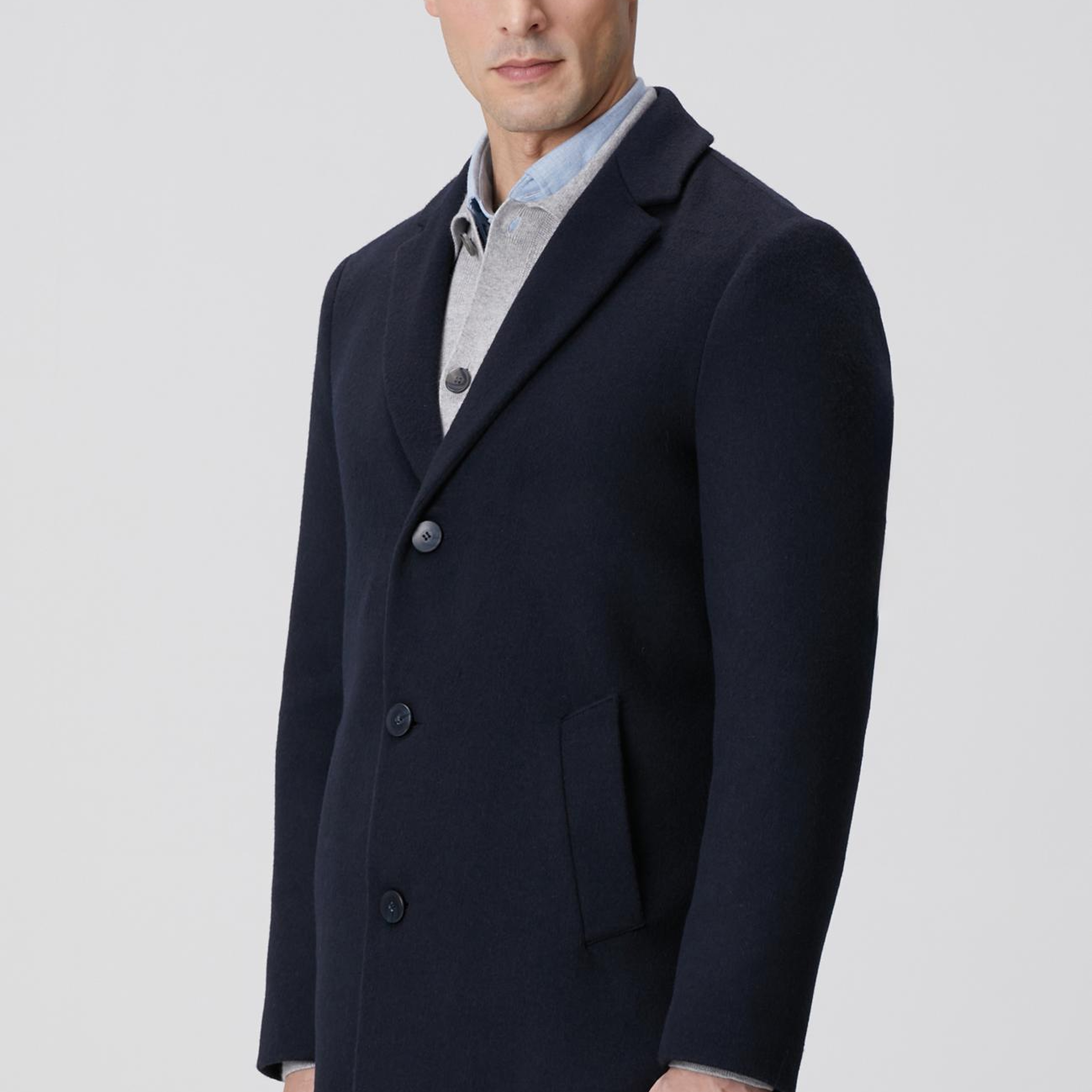 Network Erkek Lacivert Yün Mix Palto
