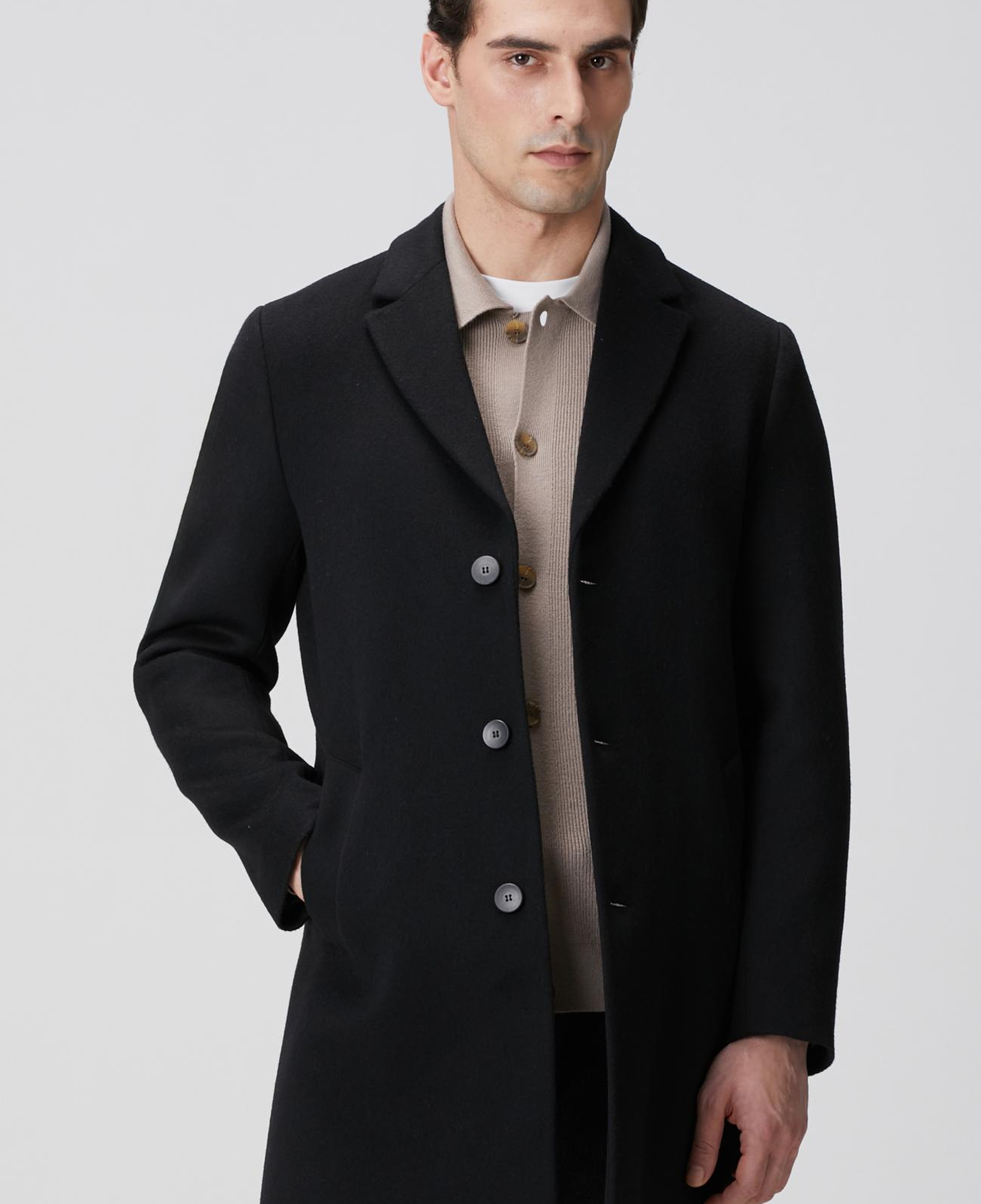 Network Erkek Siyah Yün Mix Palto