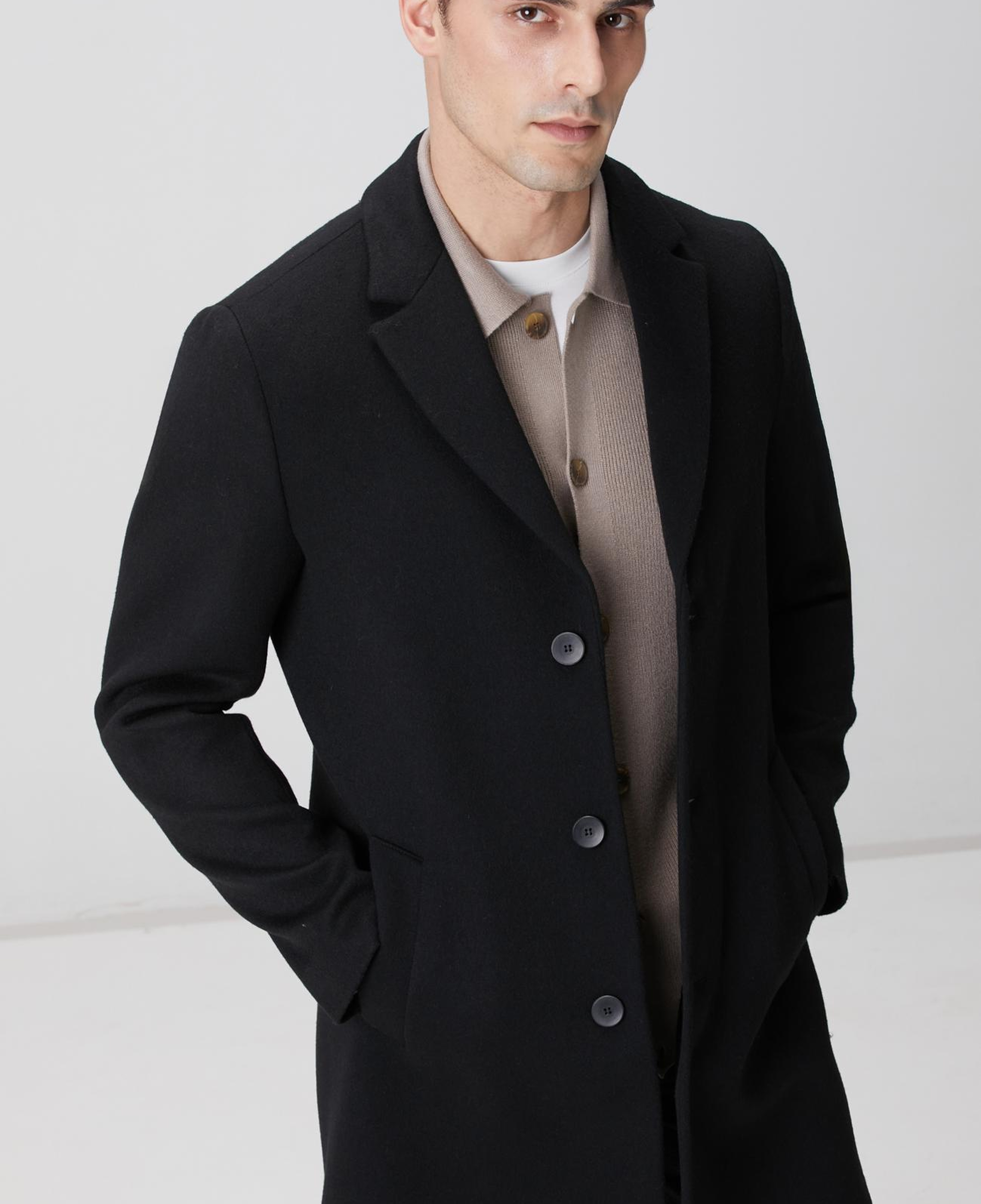 Network Erkek Siyah Yün Mix Palto