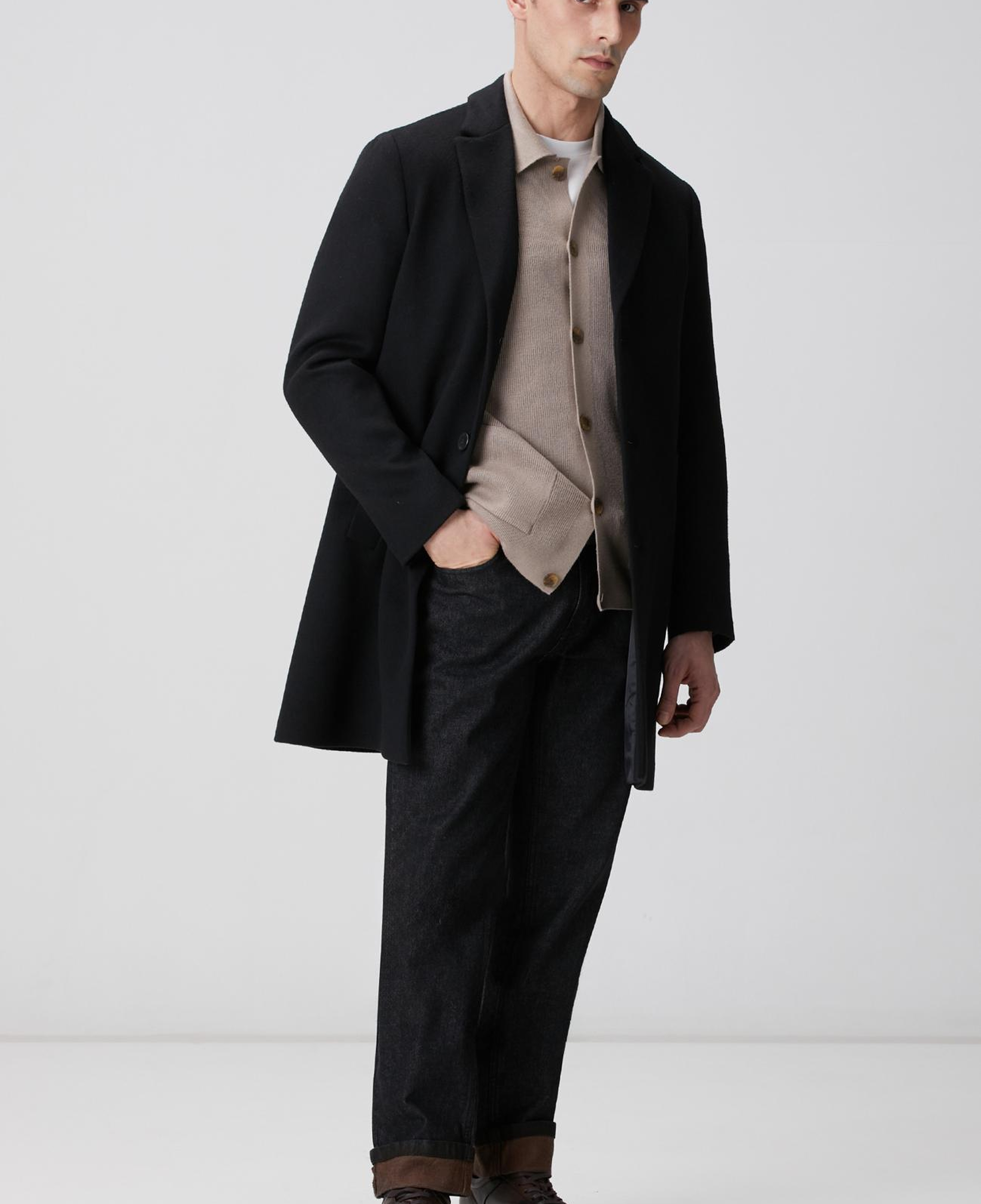 Network Erkek Siyah Yün Mix Palto