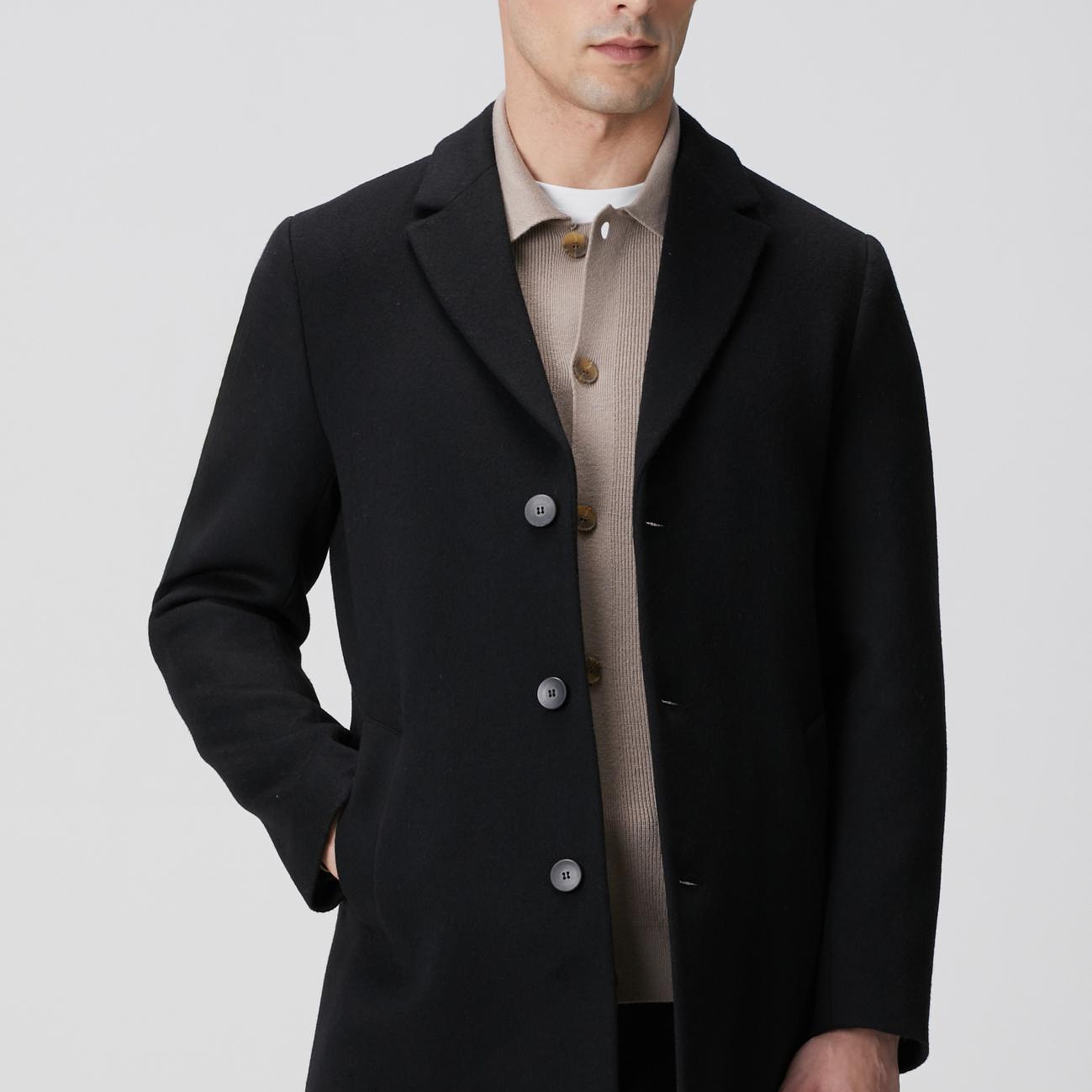 Network Erkek Siyah Yün Mix Palto