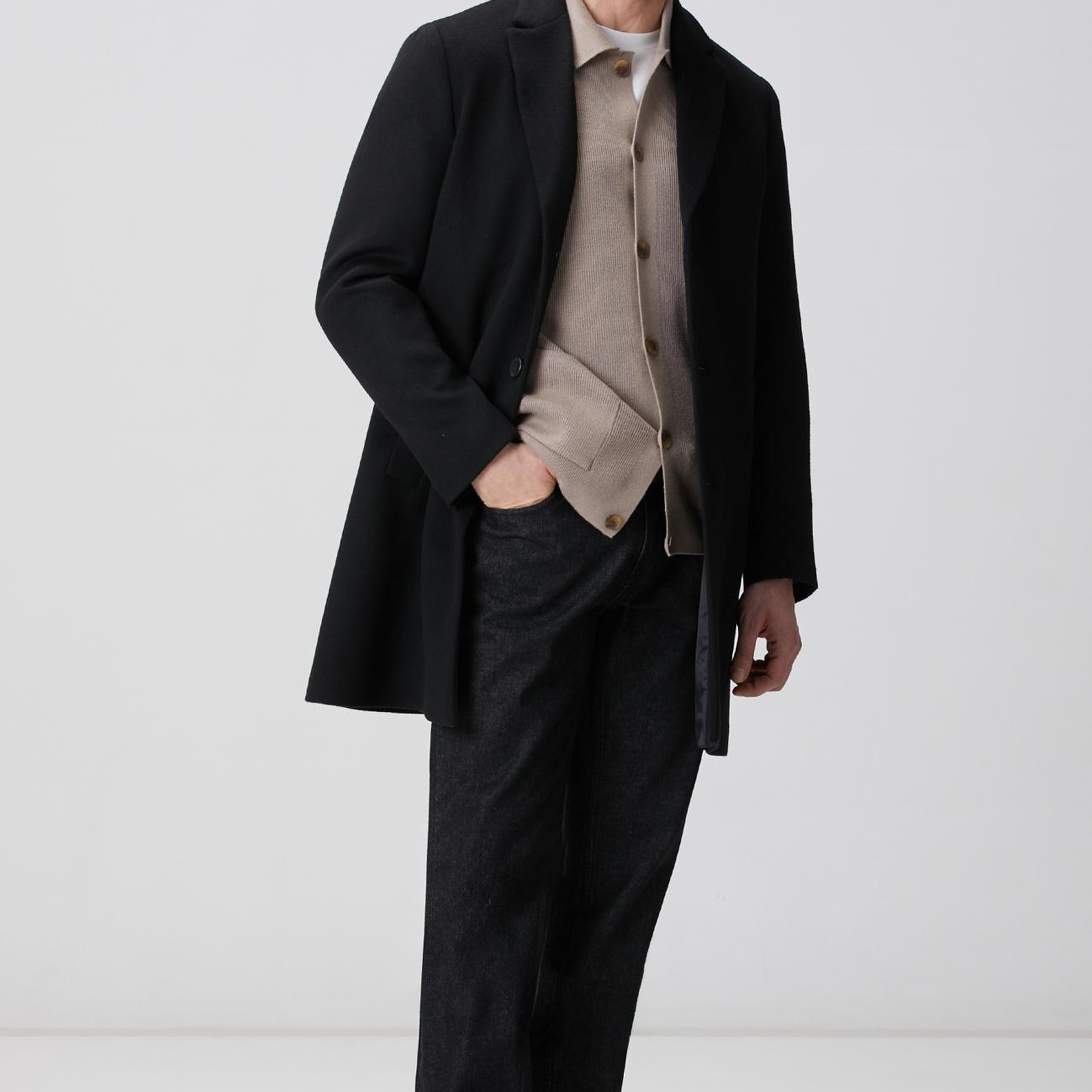 Network Erkek Siyah Yün Mix Palto