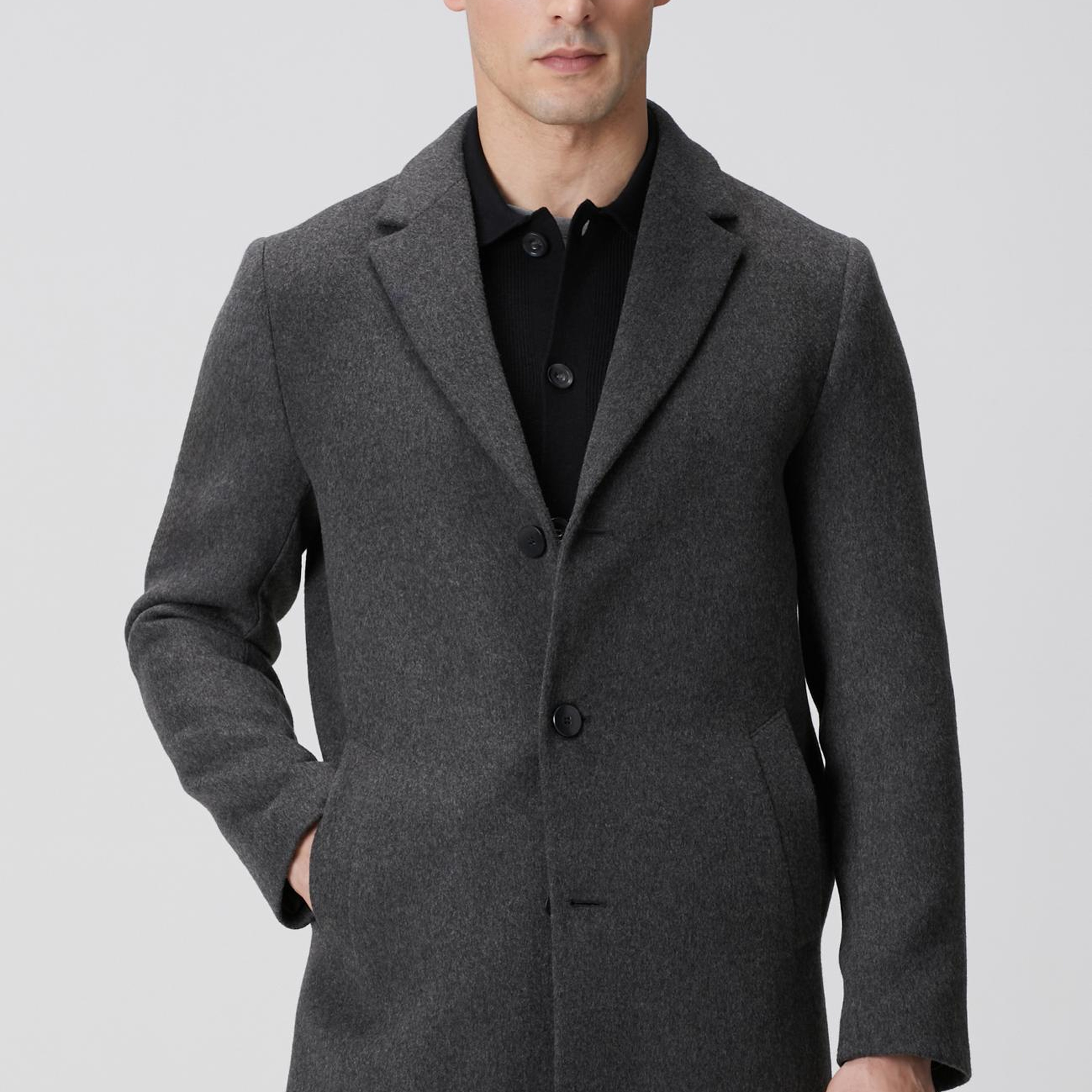 Network Erkek Antrasit Yün Mix Palto
