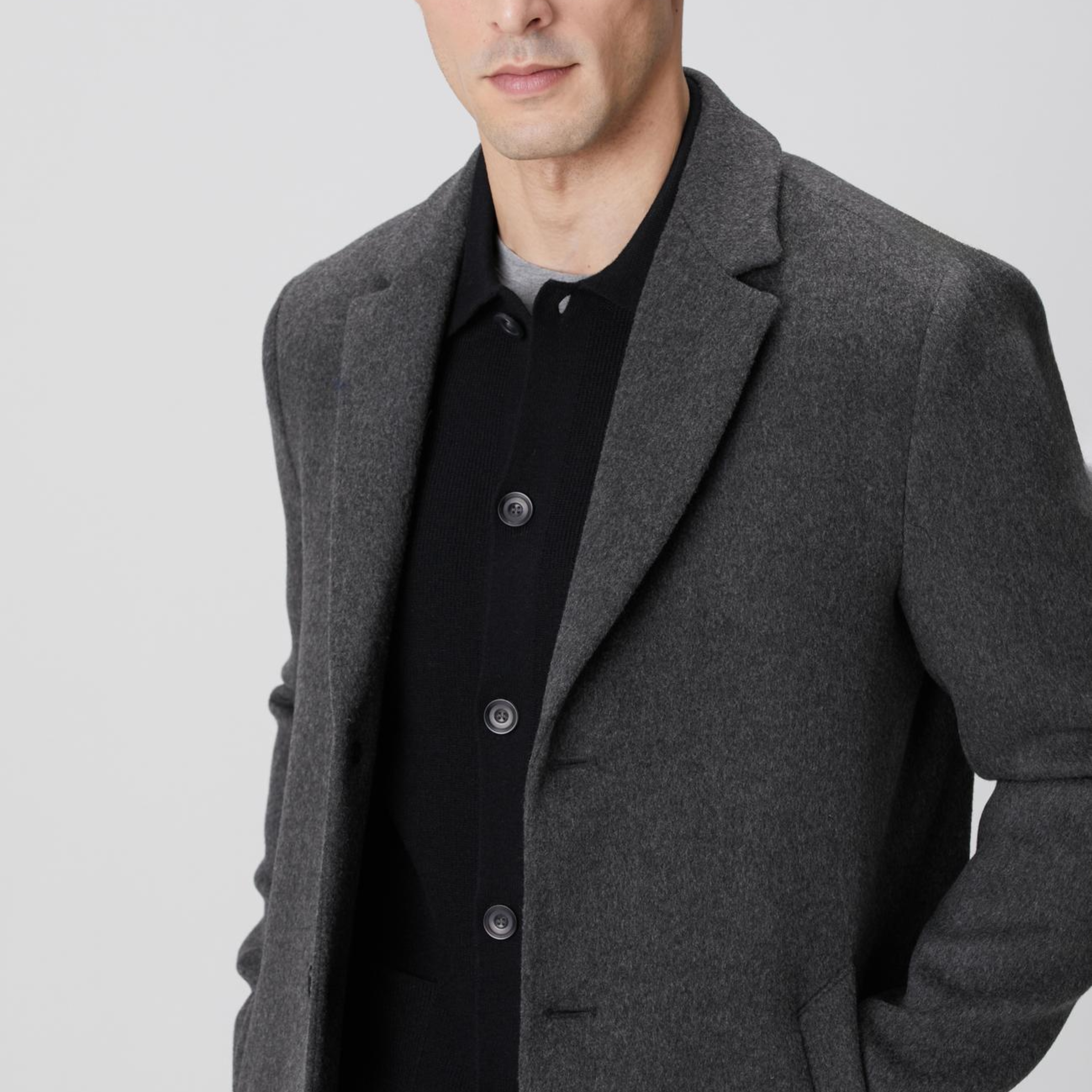 Network Erkek Antrasit Yün Mix Palto