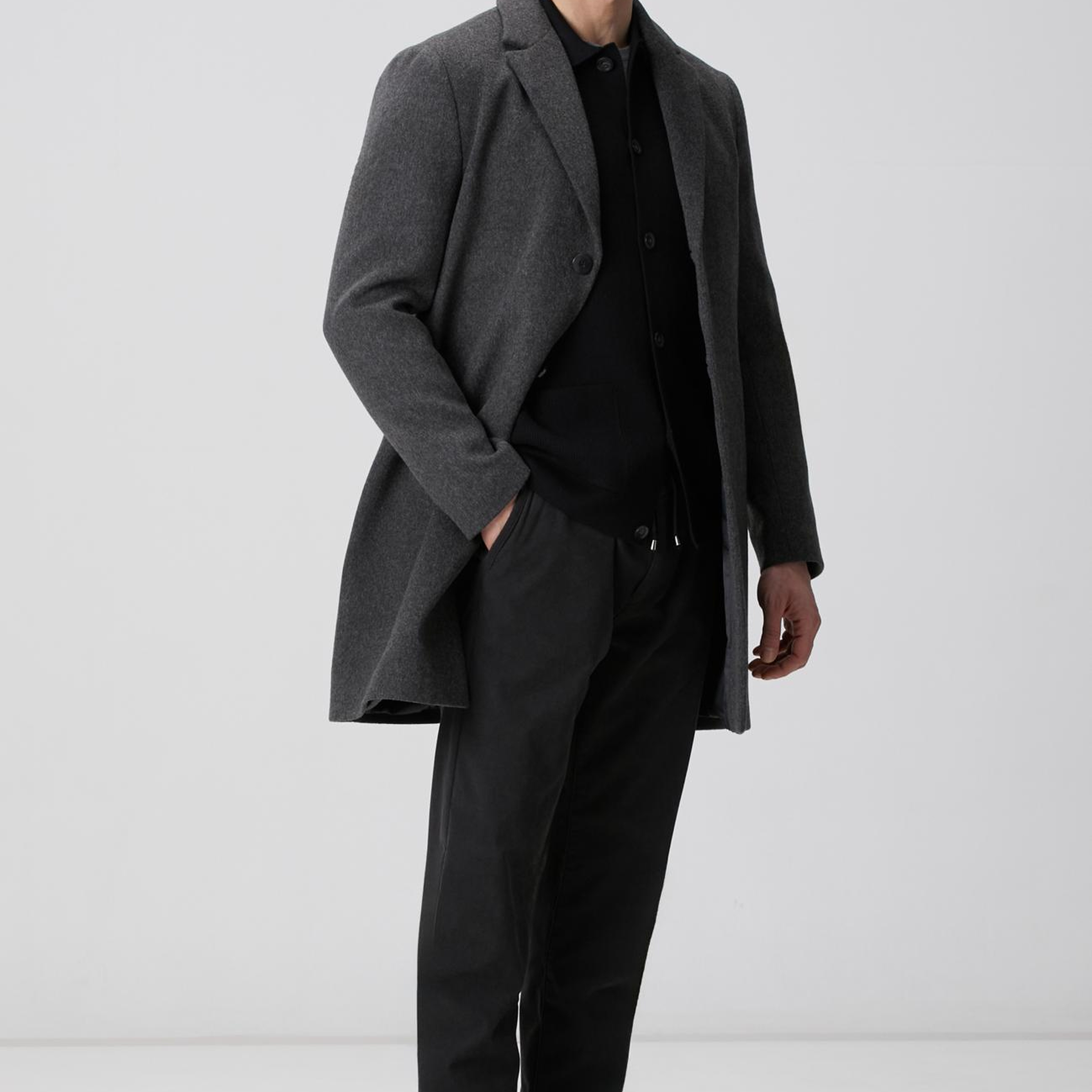 Network Erkek Antrasit Yün Mix Palto