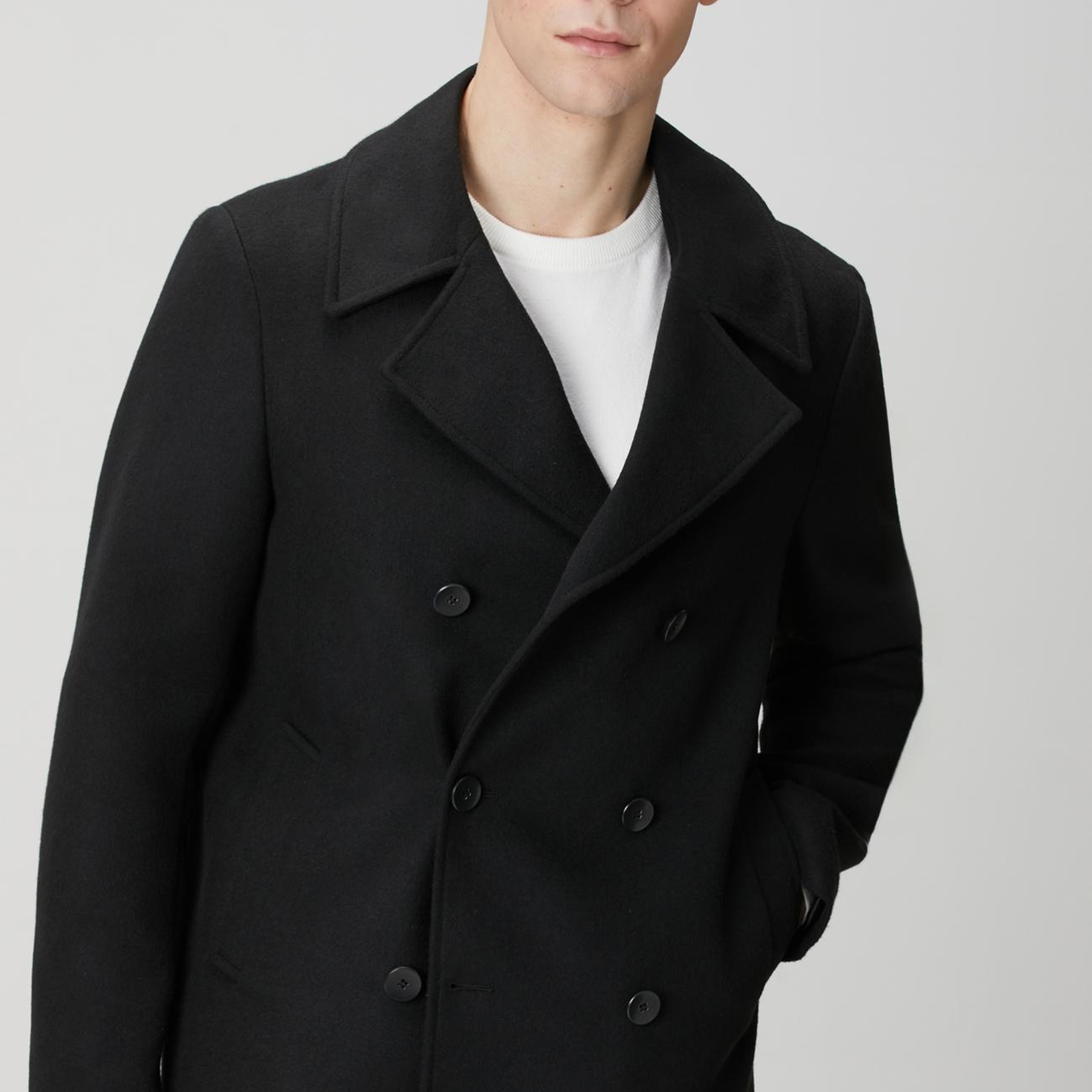 Network Erkek Siyah Kruvaze Gemici Kaban