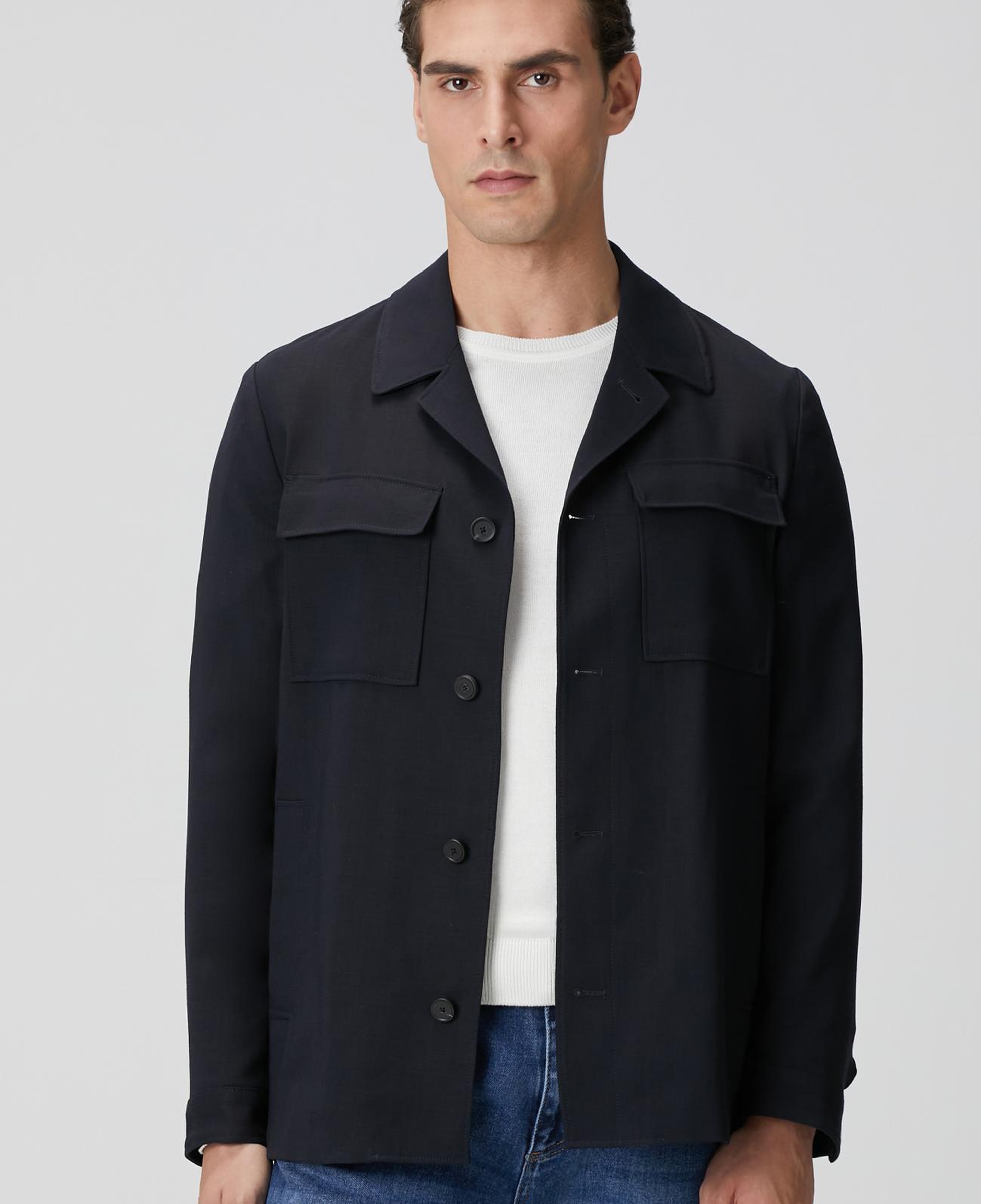 Network Erkek Koyu Lacivert Cep Detaylı Yün Dış Gömlek