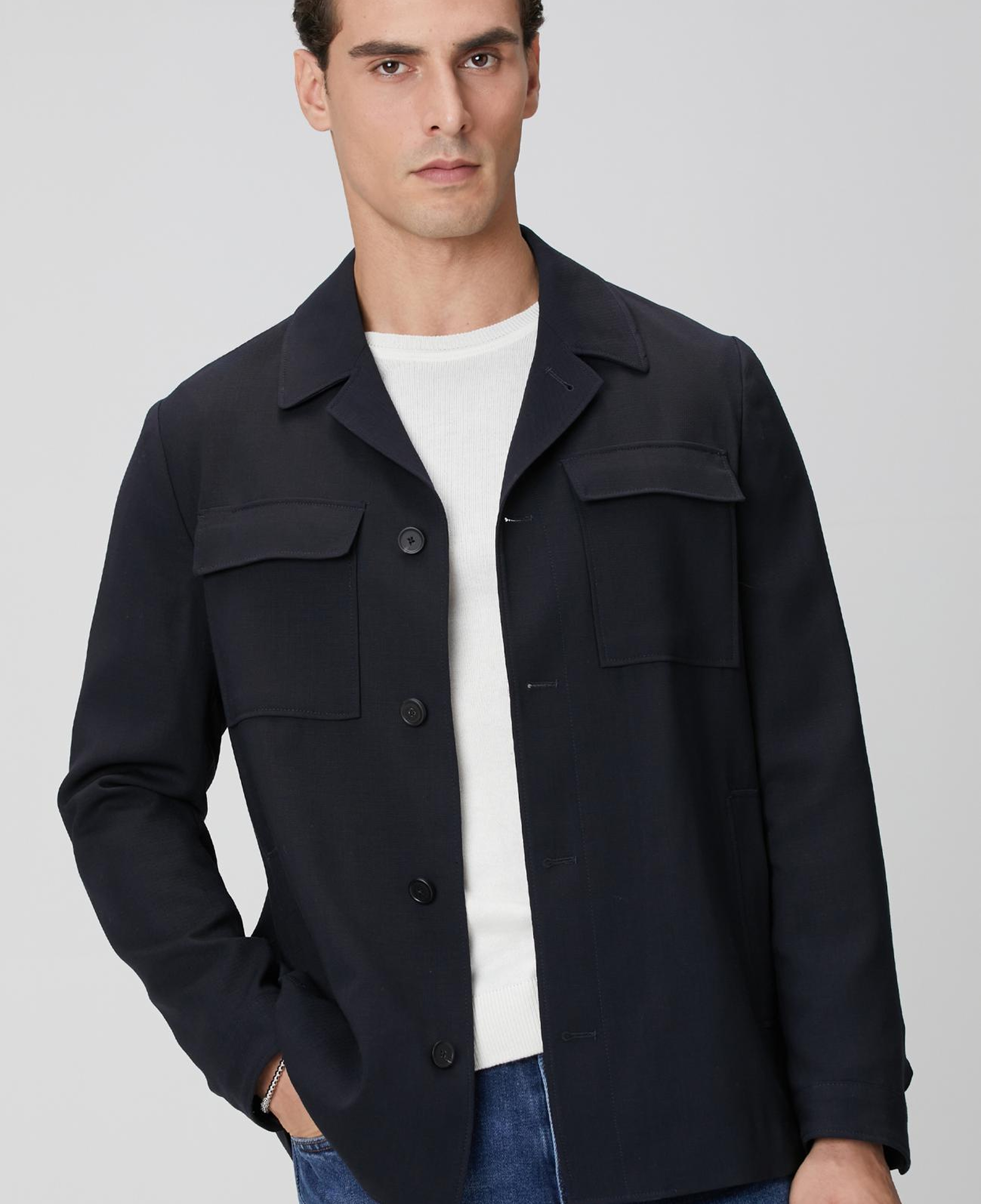 Network Erkek Koyu Lacivert Cep Detaylı Yün Dış Gömlek