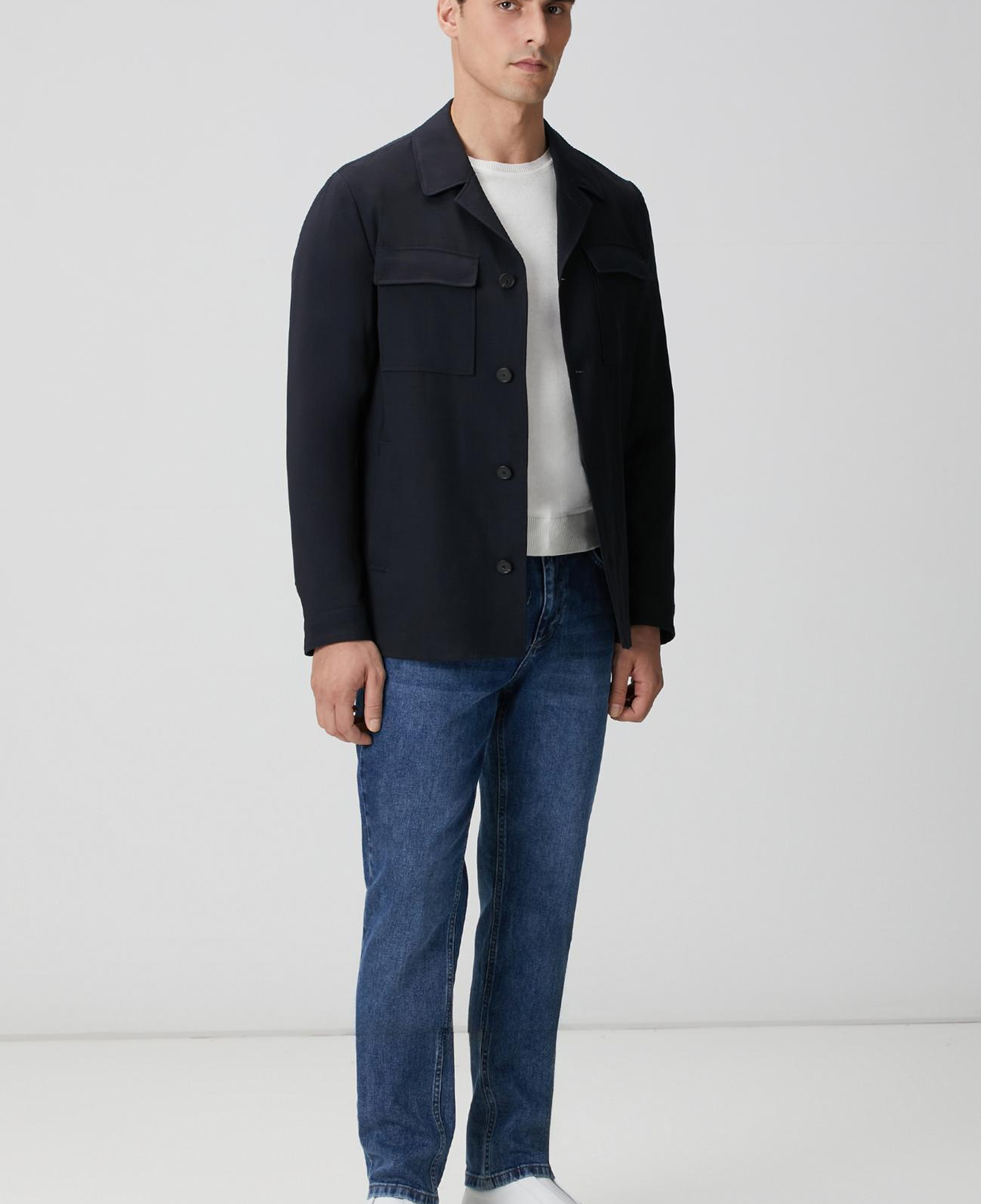 Network Erkek Koyu Lacivert Cep Detaylı Yün Dış Gömlek
