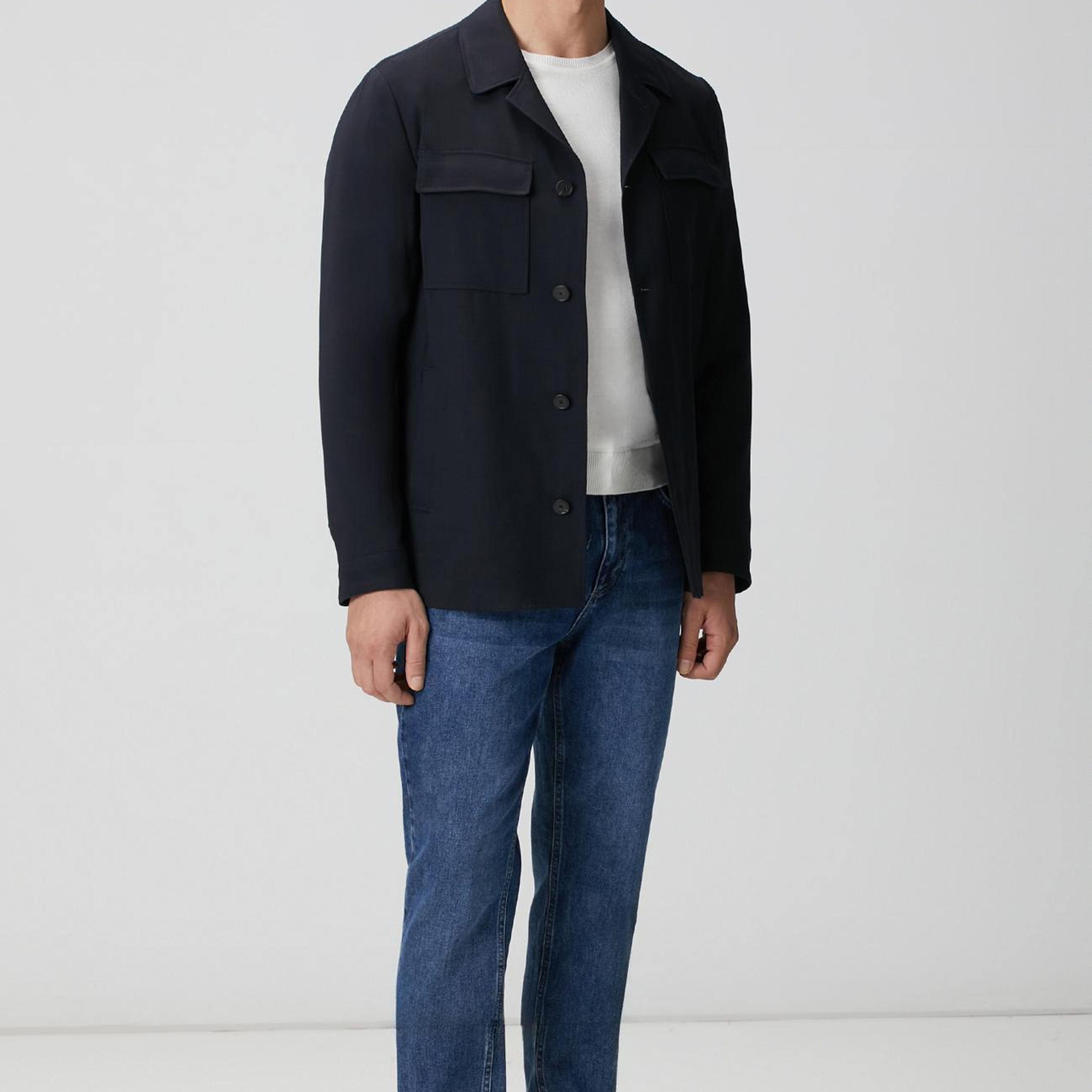 Network Erkek Koyu Lacivert Cep Detaylı Yün Dış Gömlek