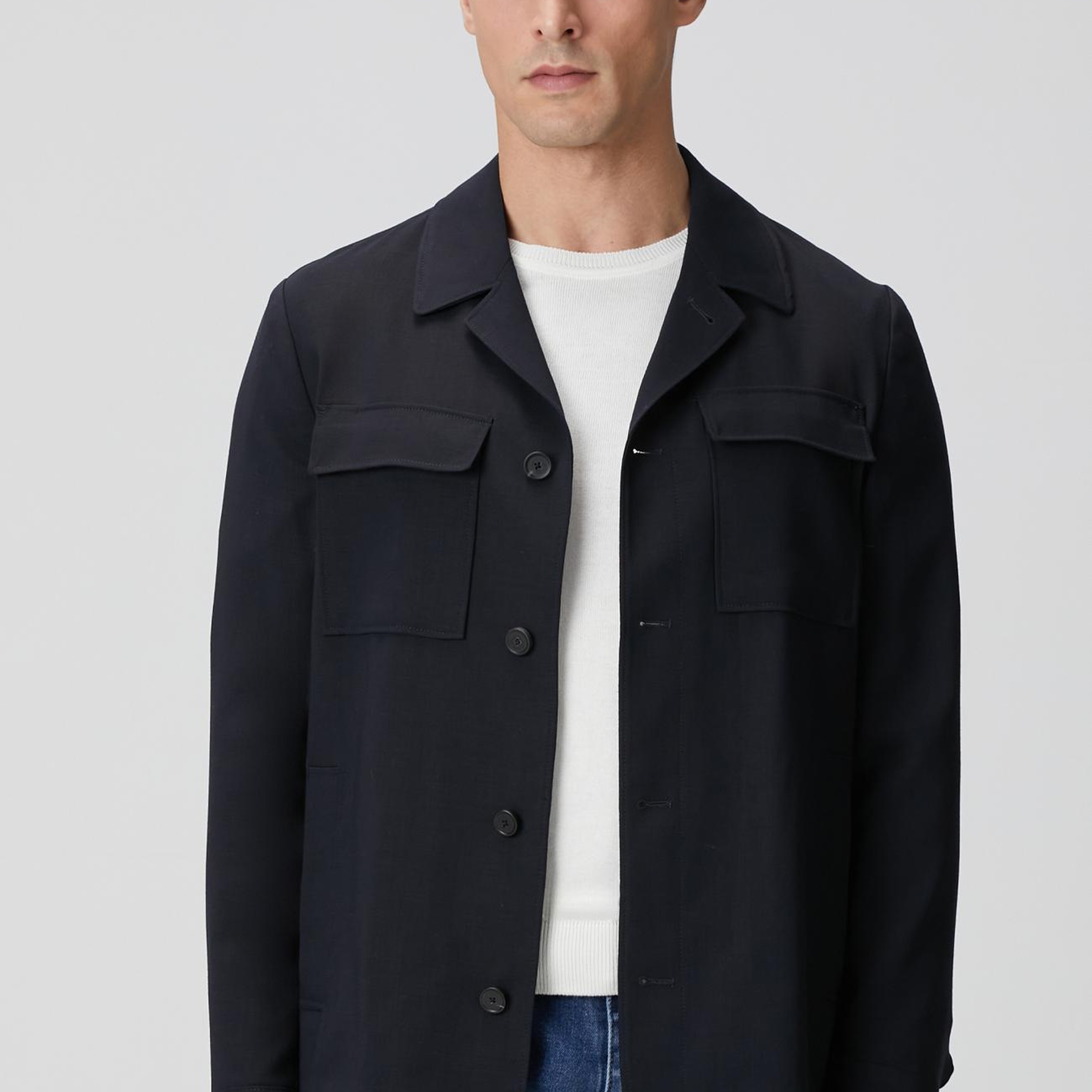 Network Erkek Koyu Lacivert Cep Detaylı Yün Dış Gömlek