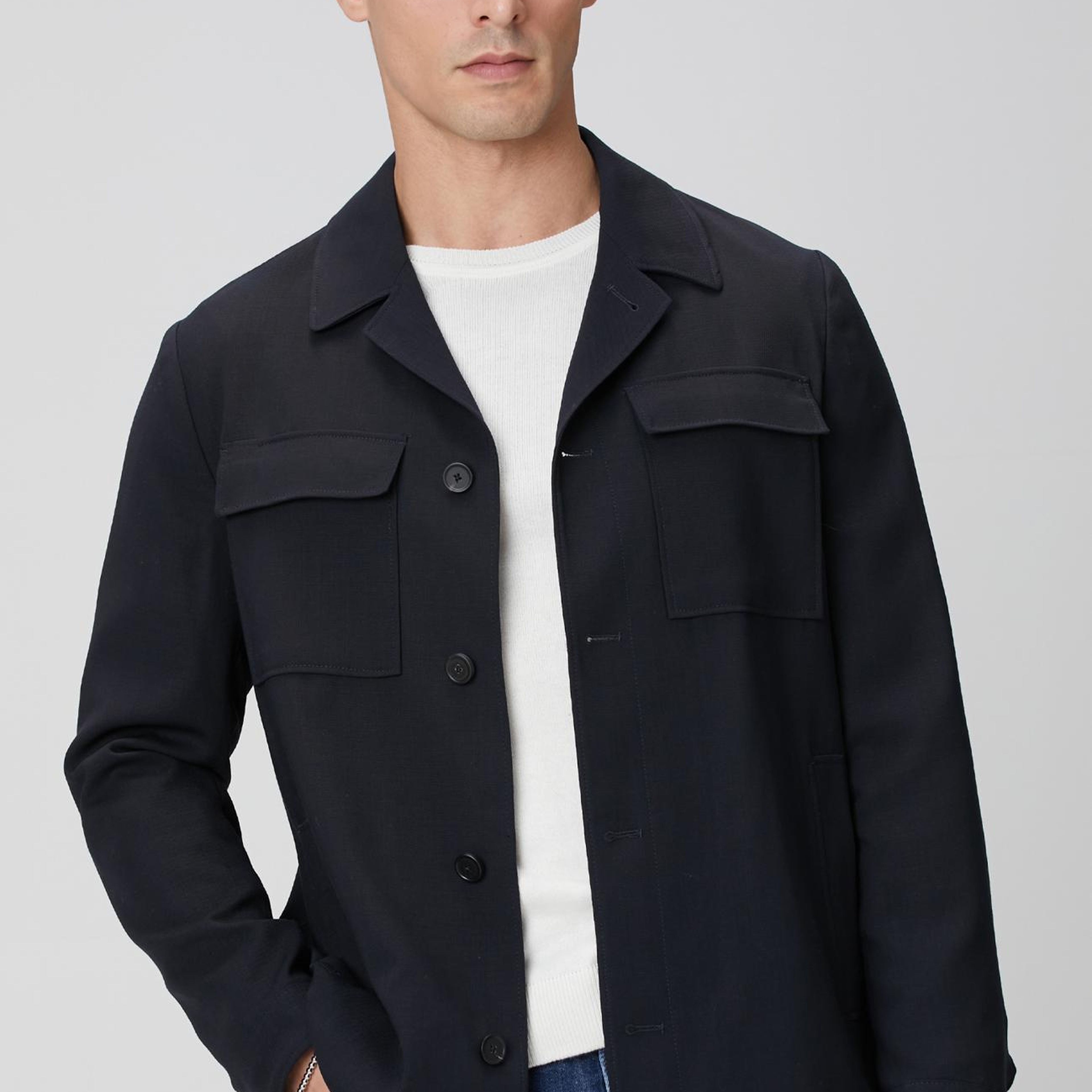 Network Erkek Koyu Lacivert Cep Detaylı Yün Dış Gömlek