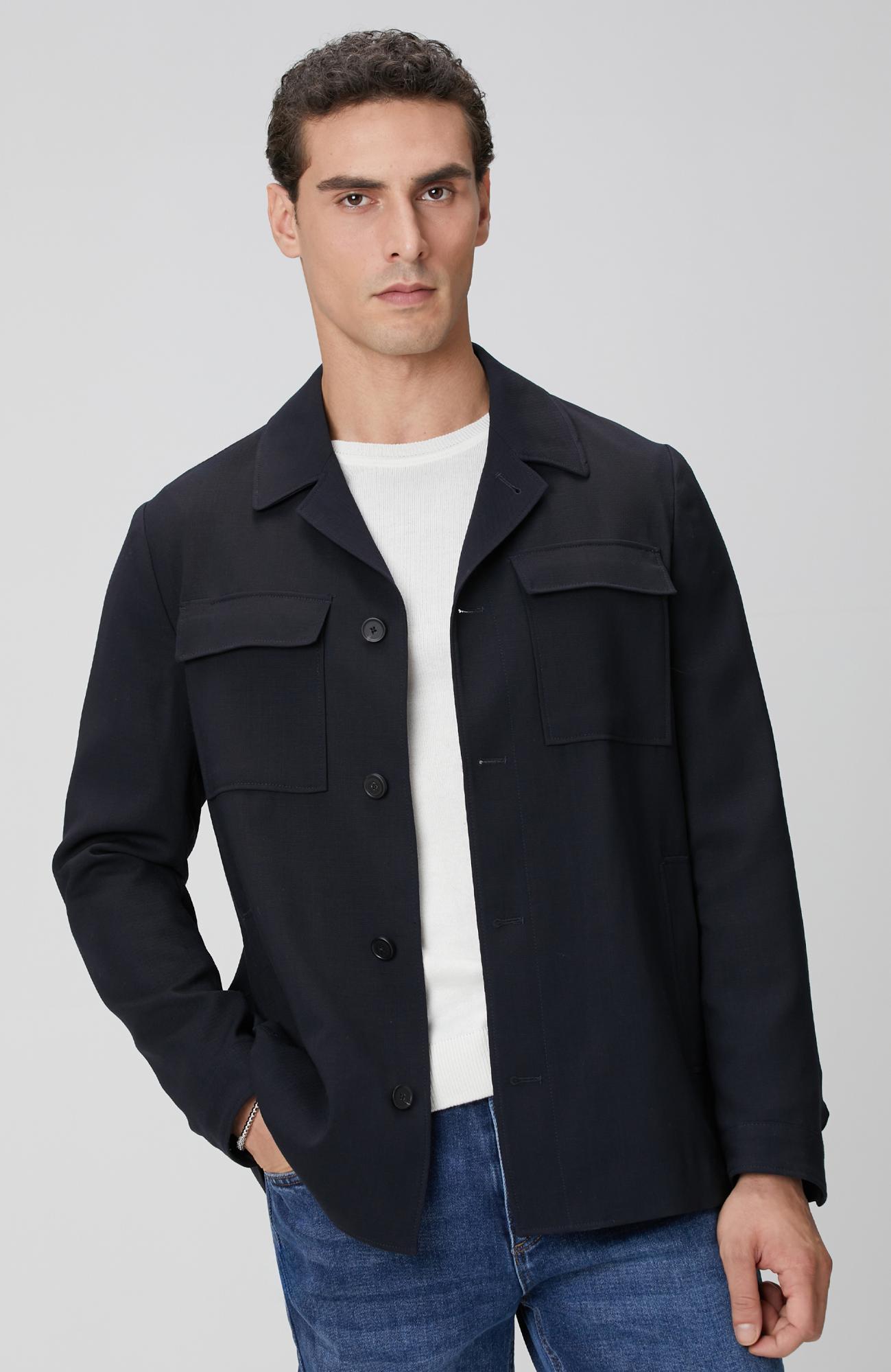 Network Erkek Koyu Lacivert Cep Detaylı Yün Dış Gömlek