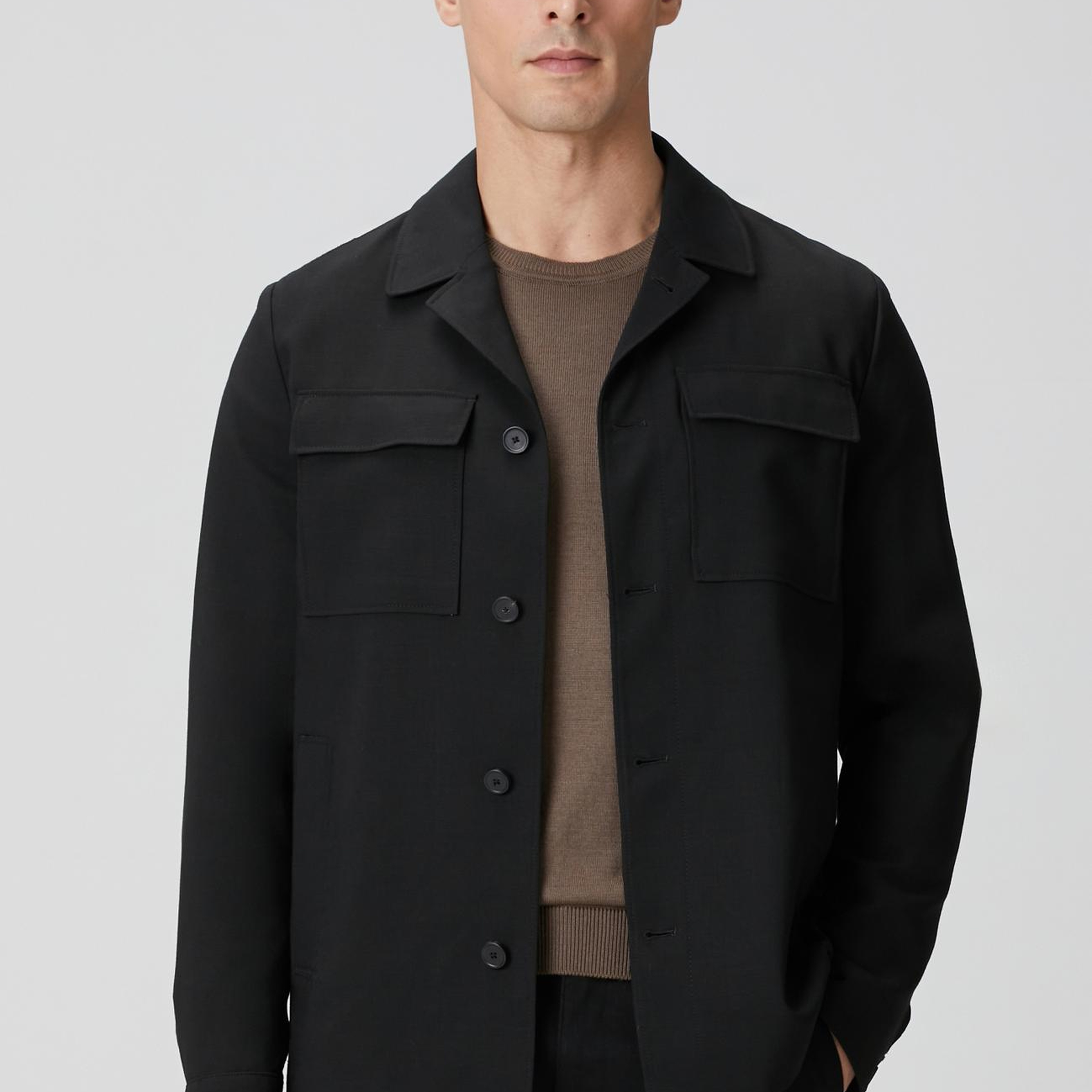 Network Erkek Siyah Cep Detaylı Yün Dış Gömlek