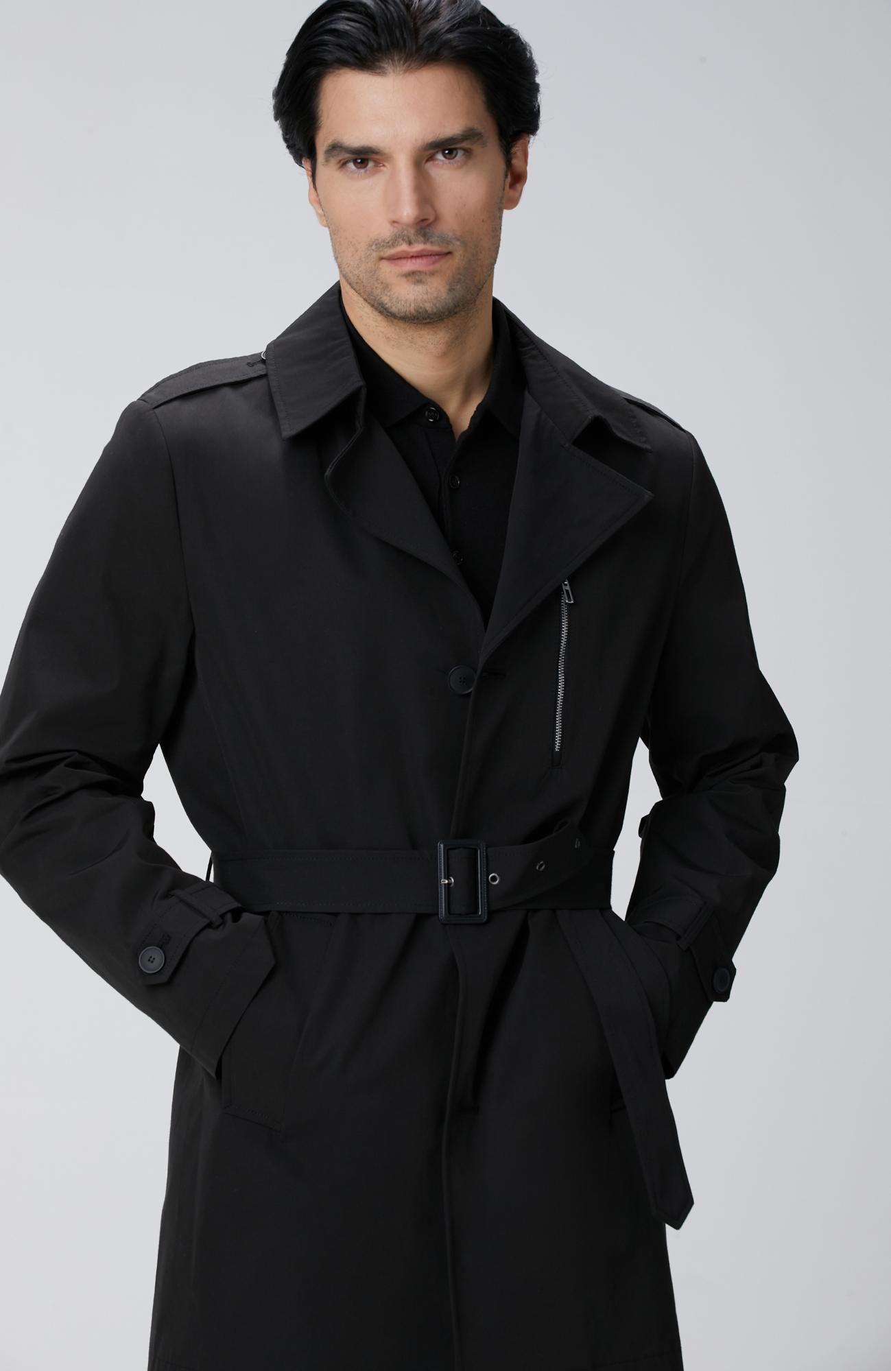 Network Erkek Siyah Kuşaklı Pardösü