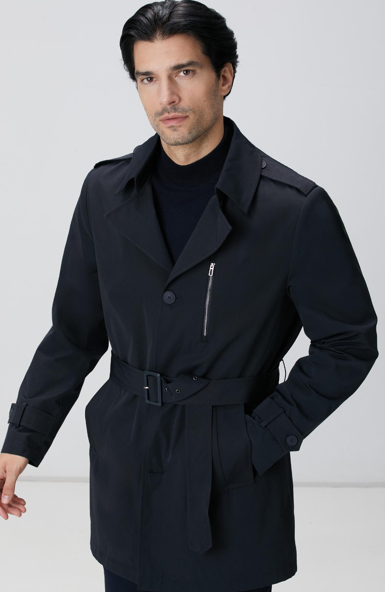 Network Erkek Lacivert Kuşaklı Pardösü