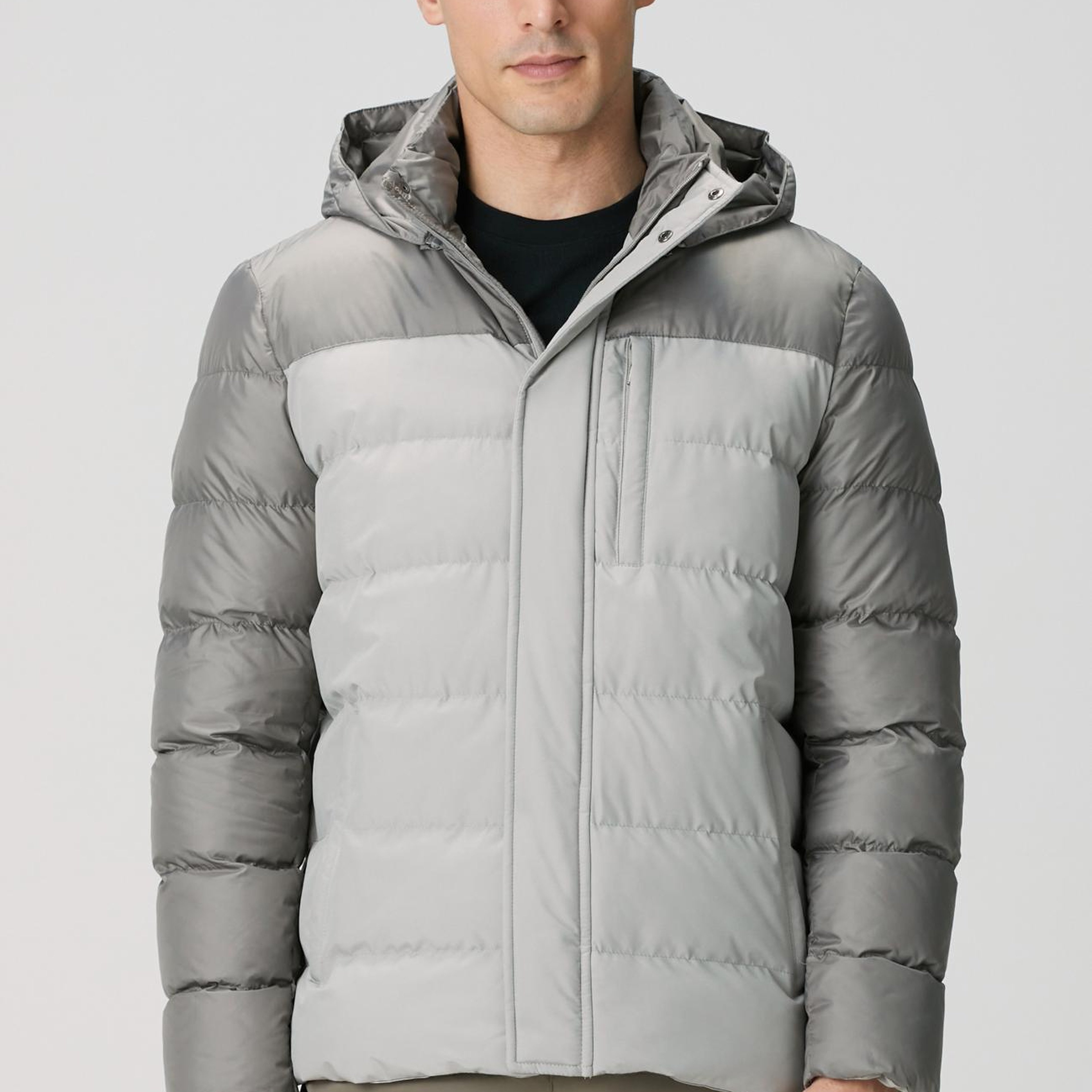 Network Erkek Gri Kapüşonlu Ray Kapitoneli Casual Kaban