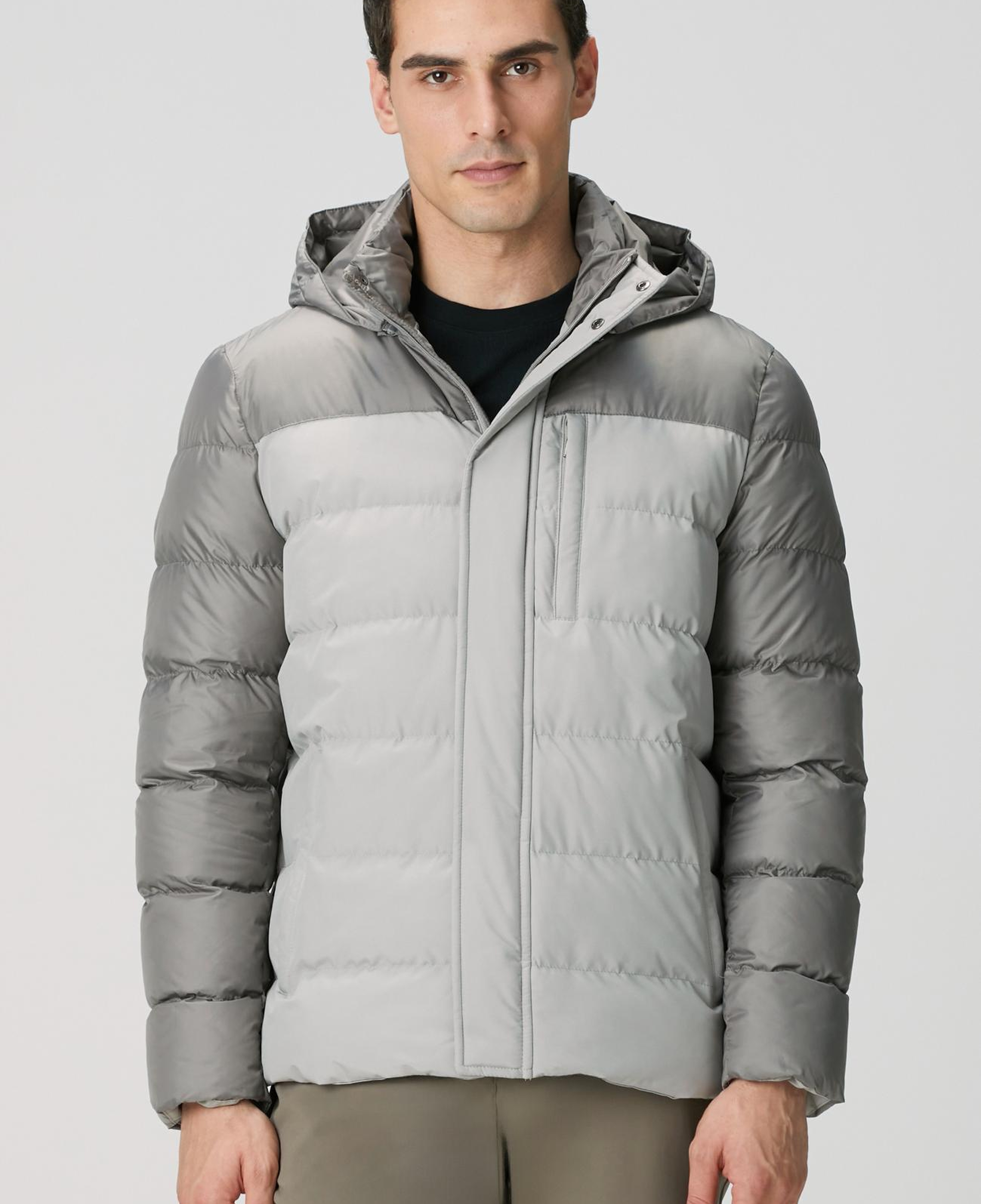 Network Erkek Gri Kapüşonlu Ray Kapitoneli Casual Kaban