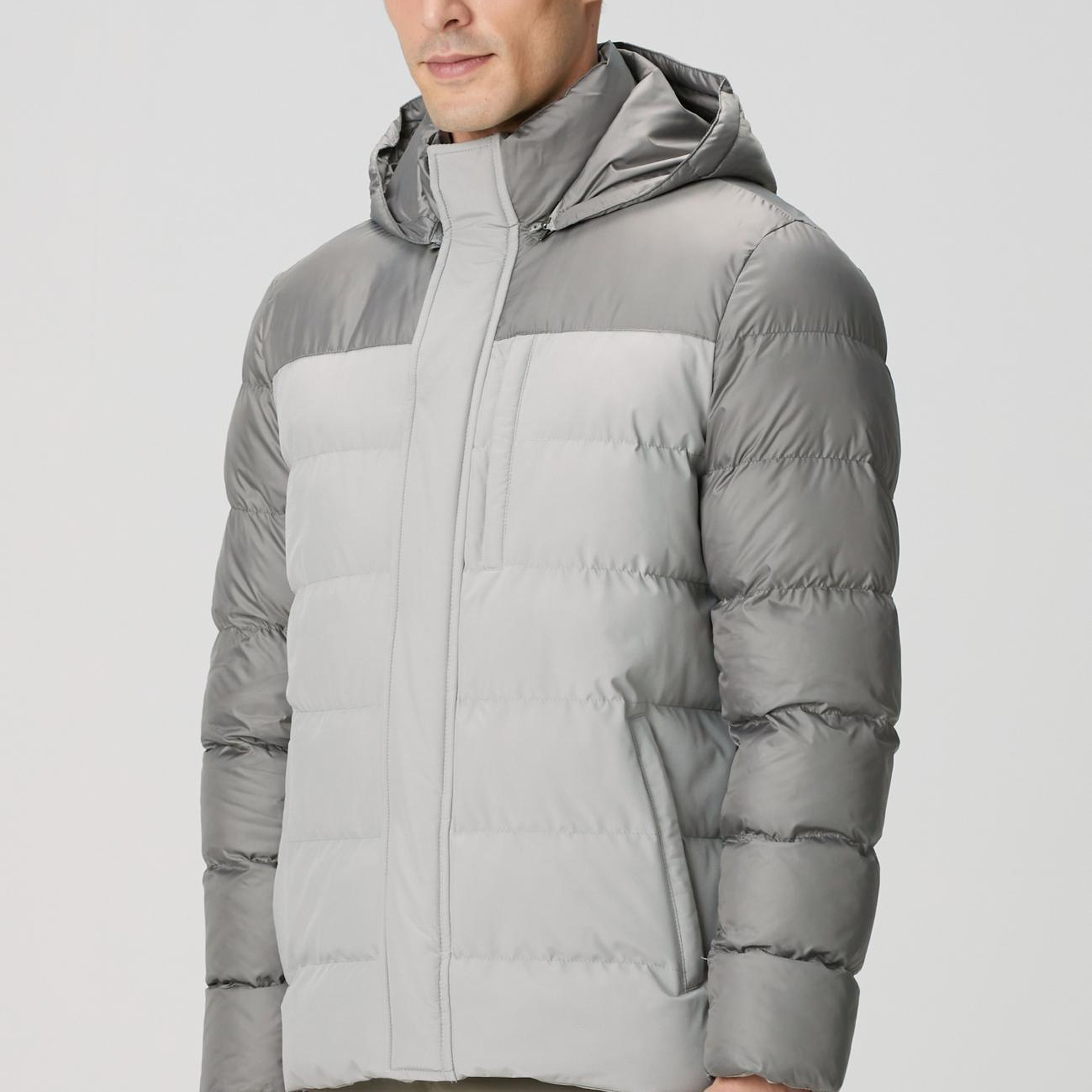 Network Erkek Gri Kapüşonlu Ray Kapitoneli Casual Kaban