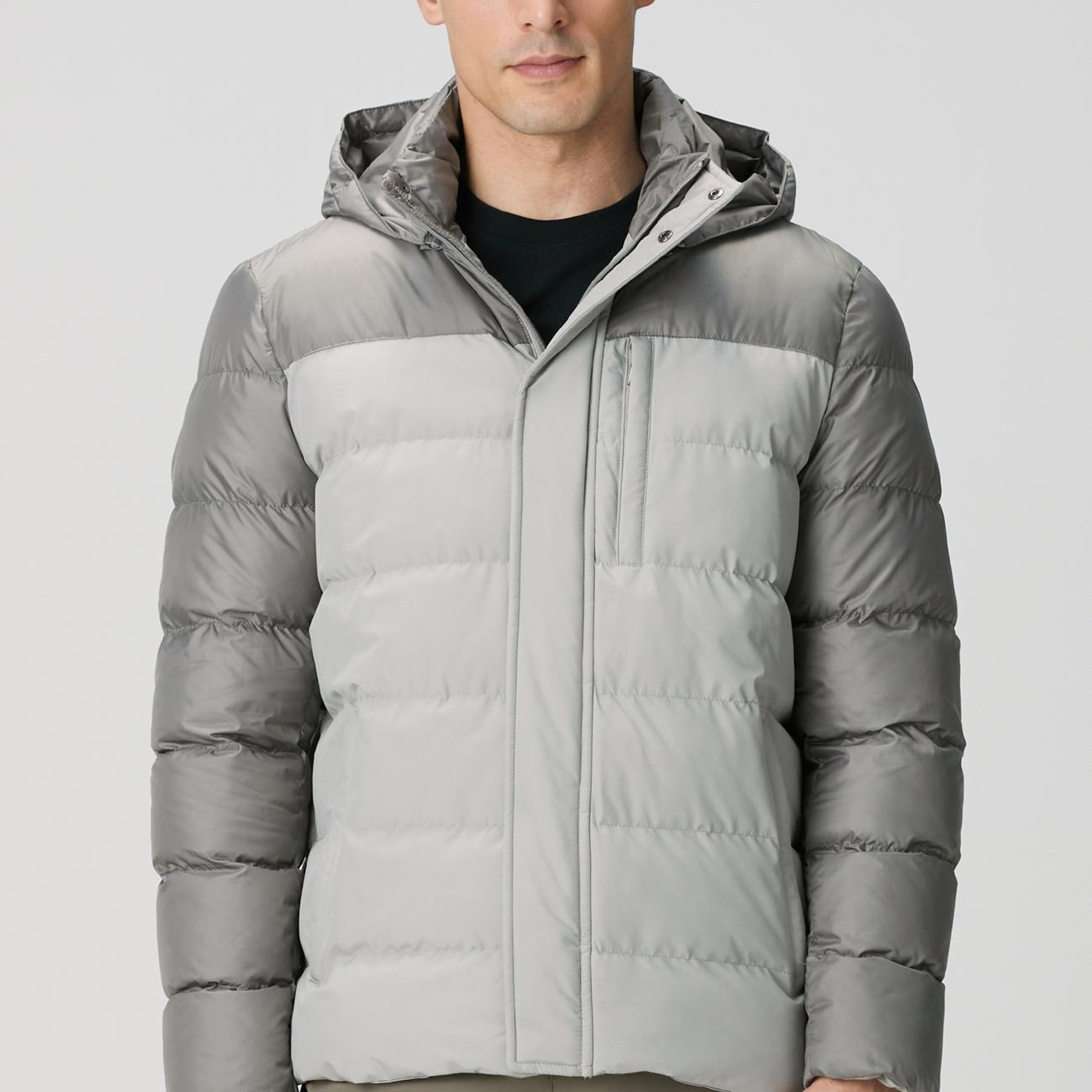 Network Erkek Gri Kapüşonlu Ray Kapitoneli Casual Kaban