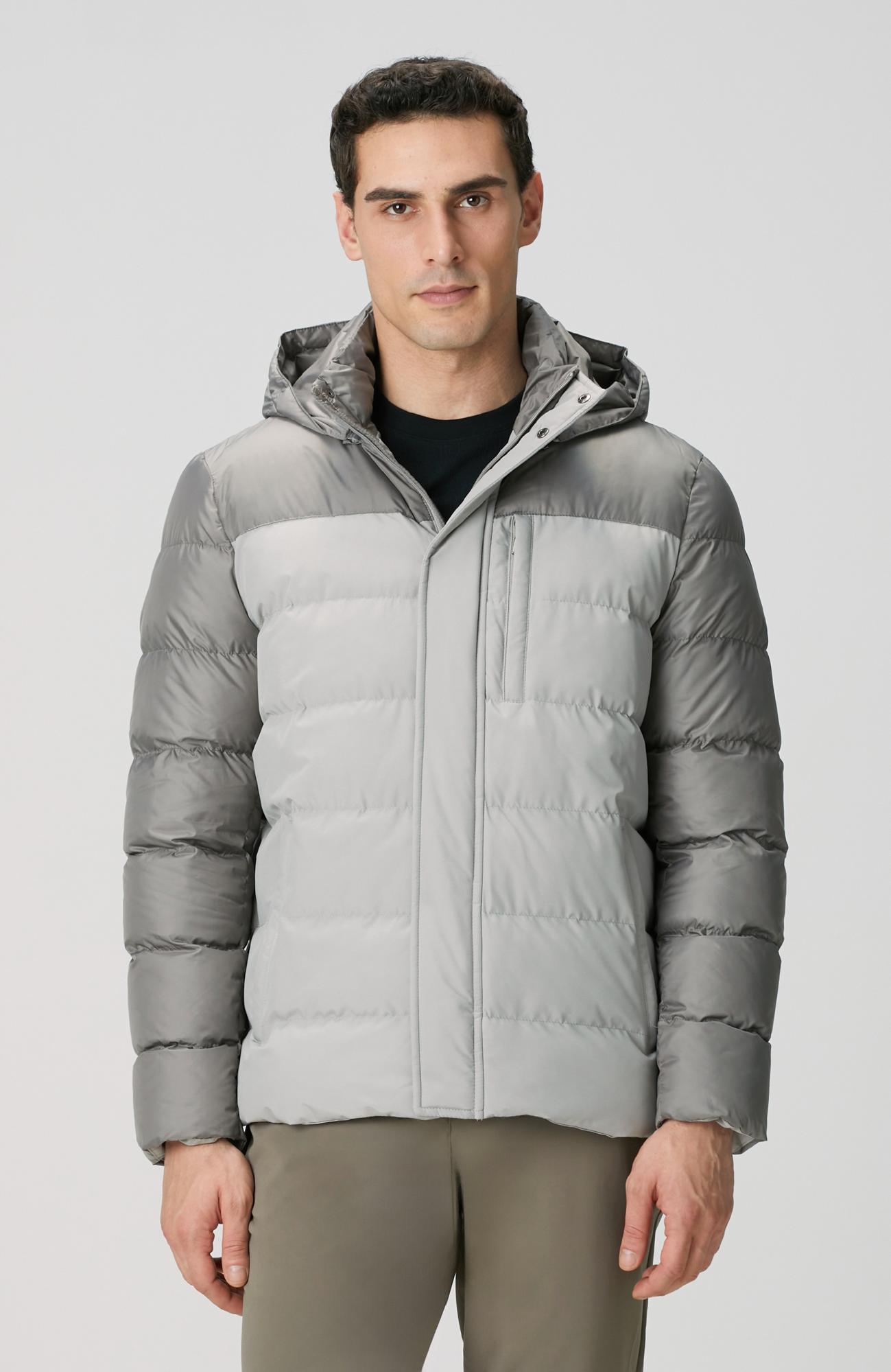 Network Erkek Gri Kapüşonlu Ray Kapitoneli Casual Kaban