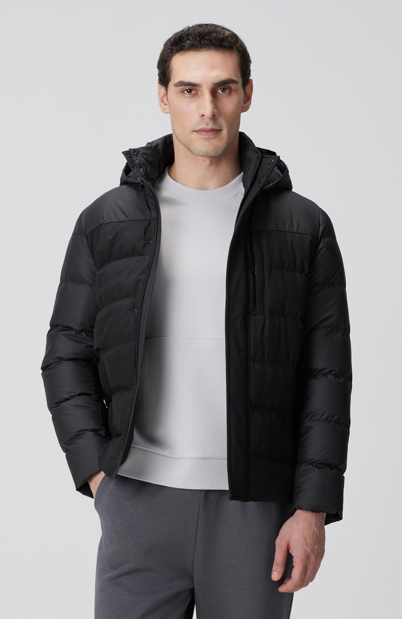 Network Erkek Siyah Kapüşonlu Ray Kapitoneli Casual Kaban