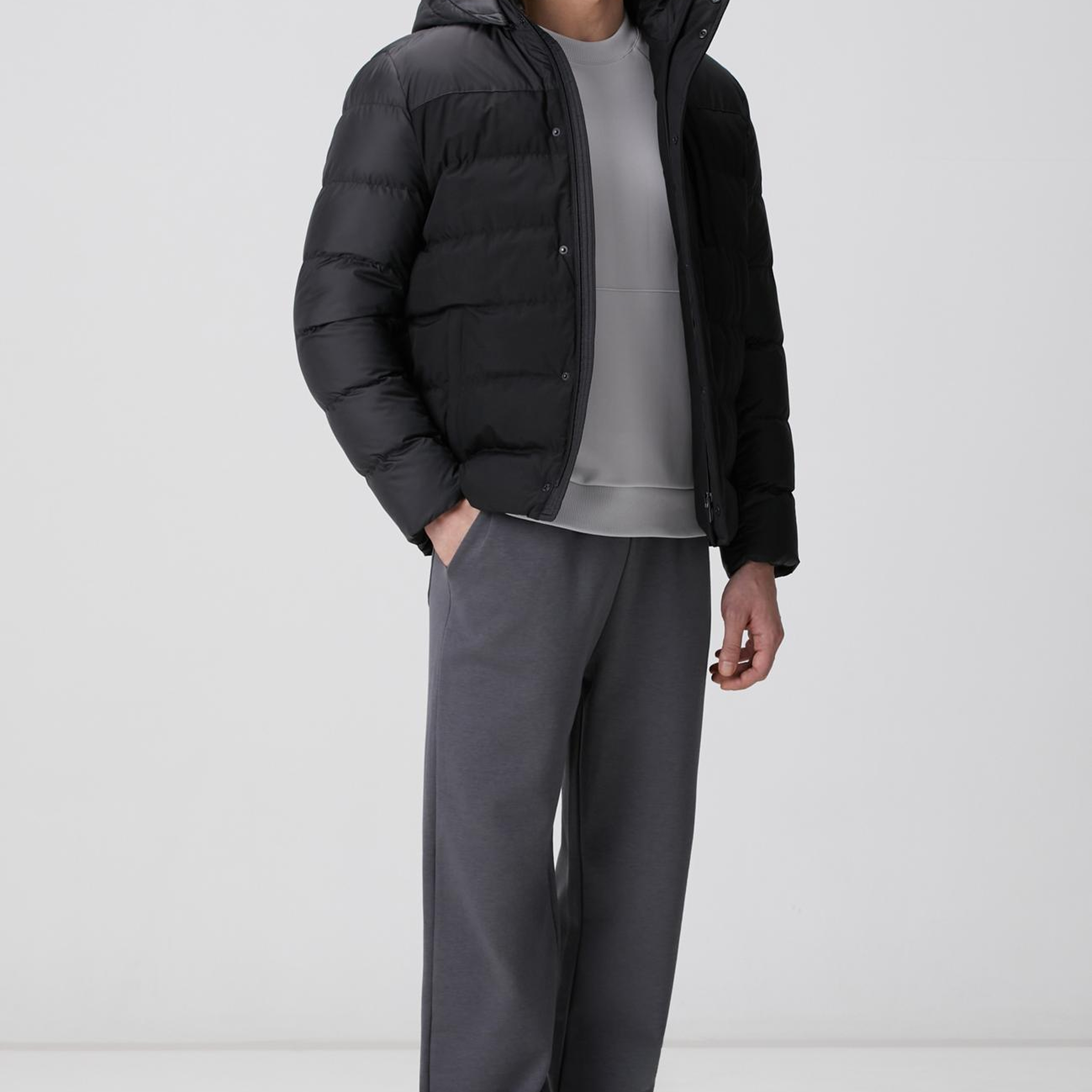 Network Erkek Siyah Kapüşonlu Ray Kapitoneli Casual Kaban