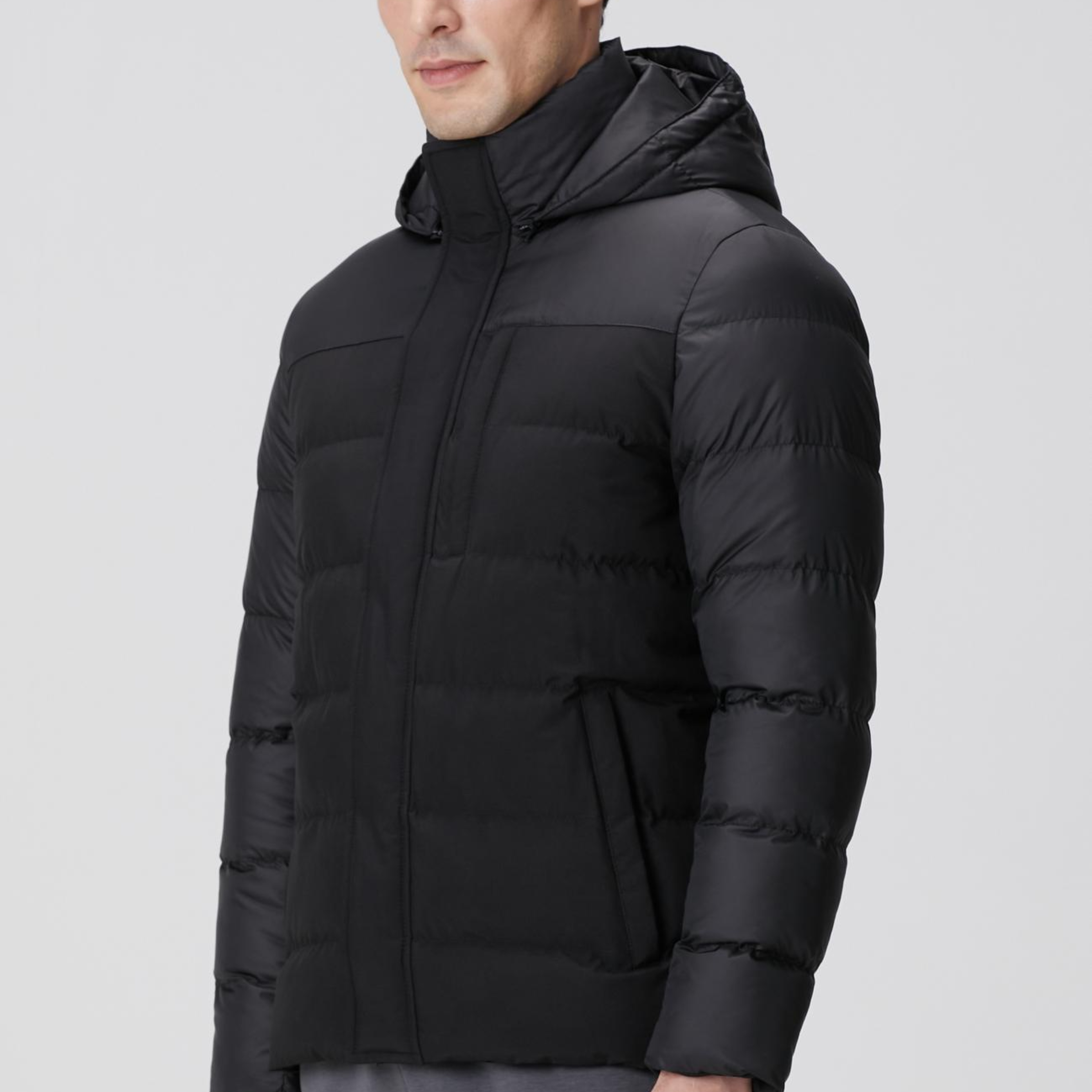 Network Erkek Siyah Kapüşonlu Ray Kapitoneli Casual Kaban