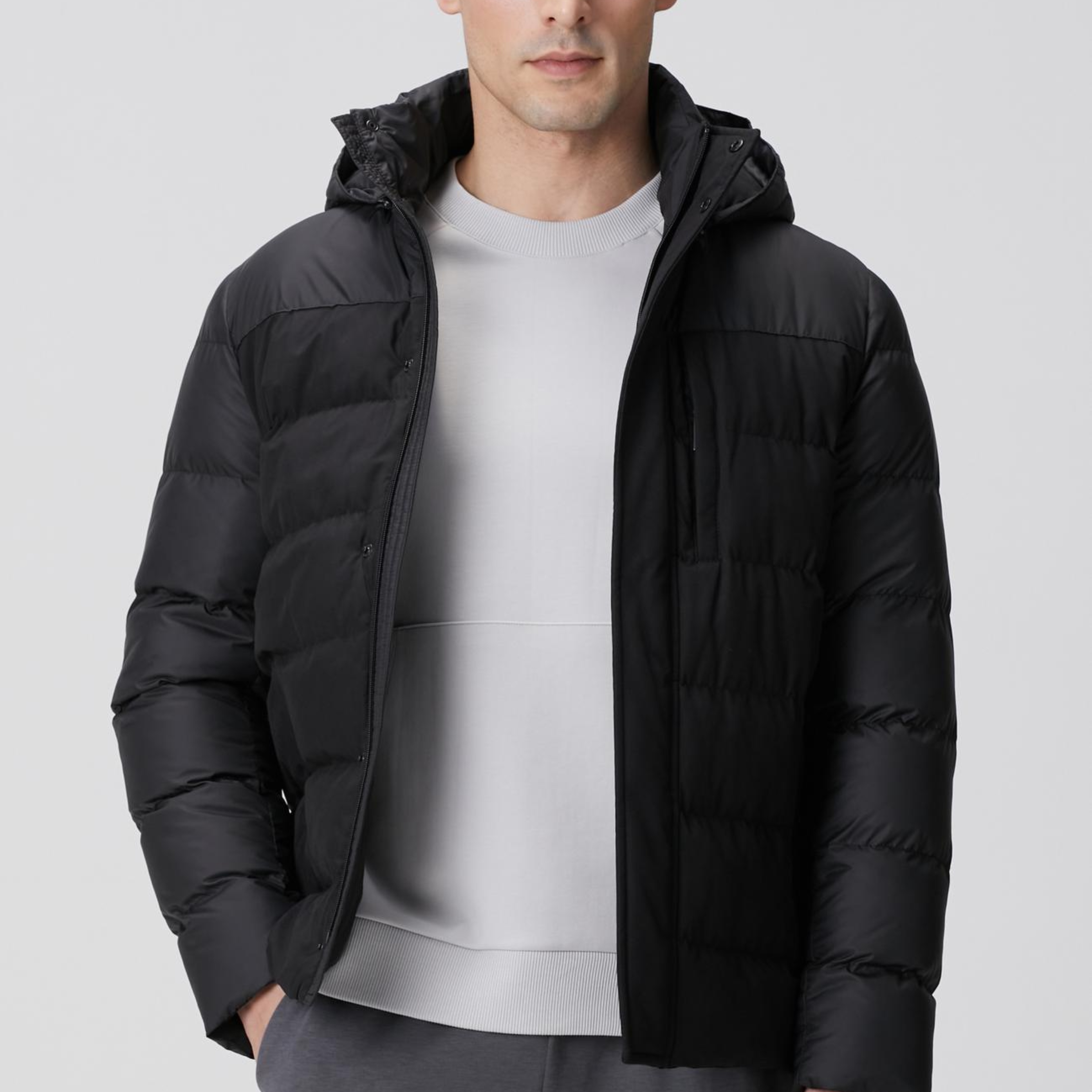 Network Erkek Siyah Kapüşonlu Ray Kapitoneli Casual Kaban