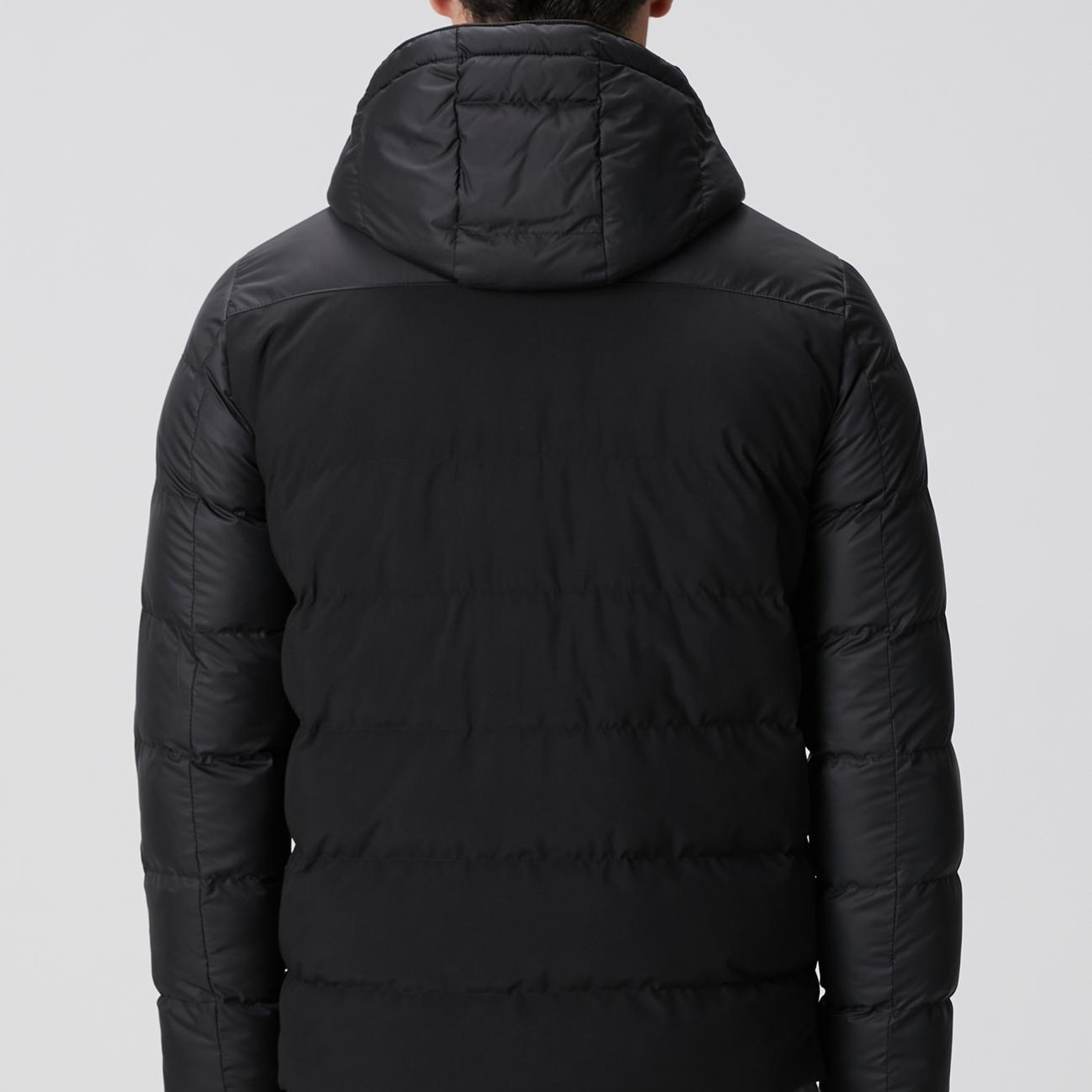 Network Erkek Siyah Kapüşonlu Ray Kapitoneli Casual Kaban