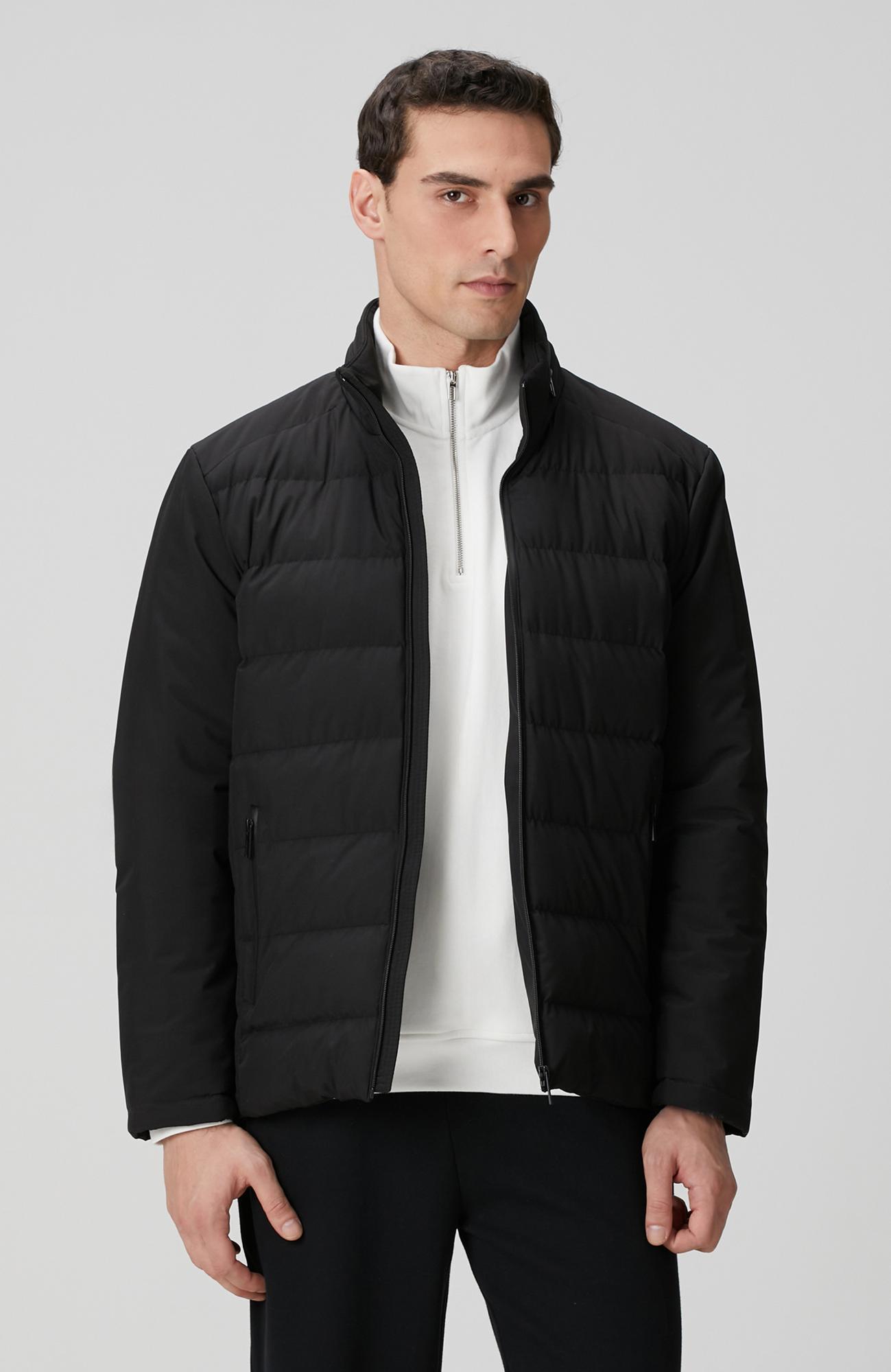 Network Erkek Siyah Su Geçirmez Fermuarlı Casual Kaban