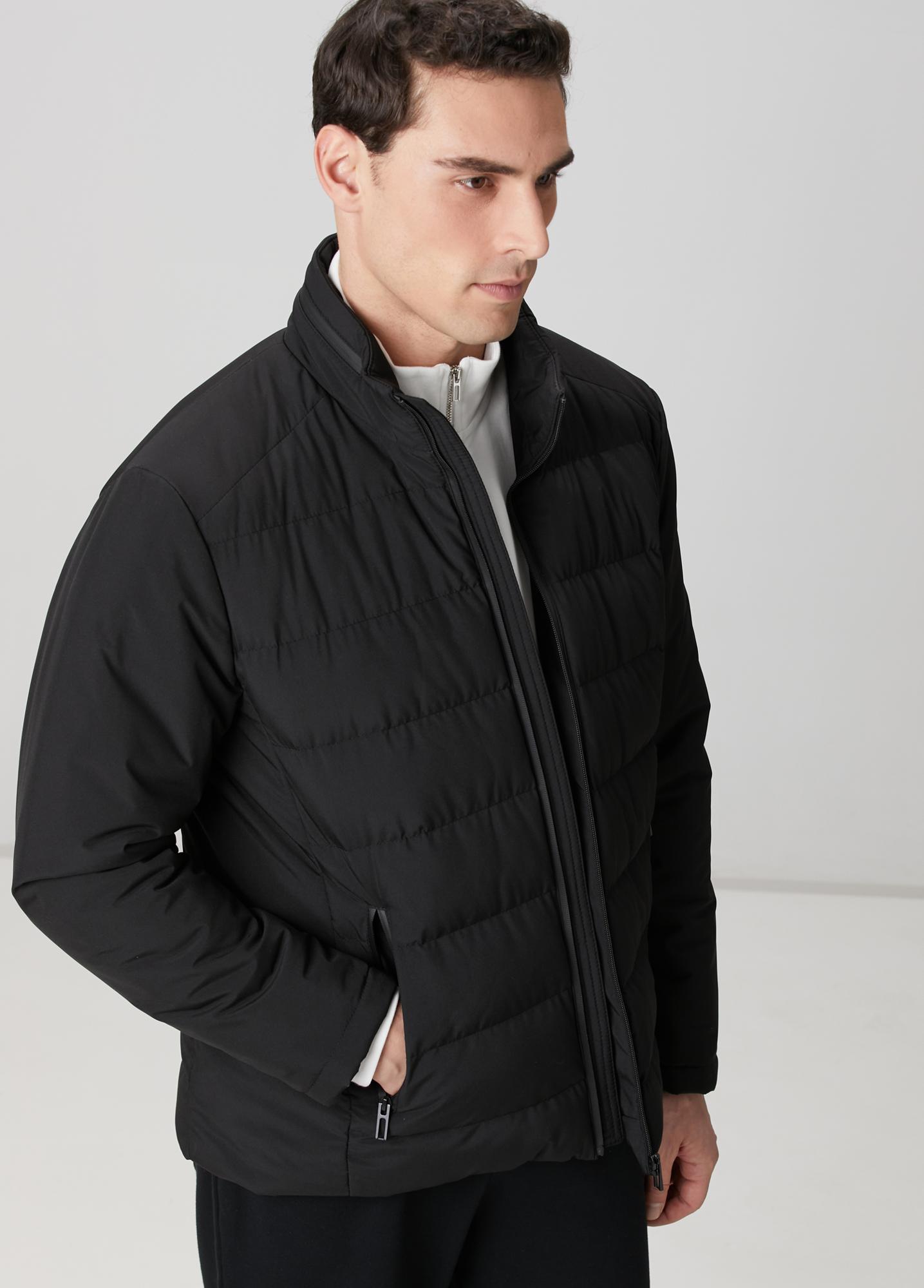 Network Erkek Siyah Su Geçirmez Fermuarlı Casual Kaban