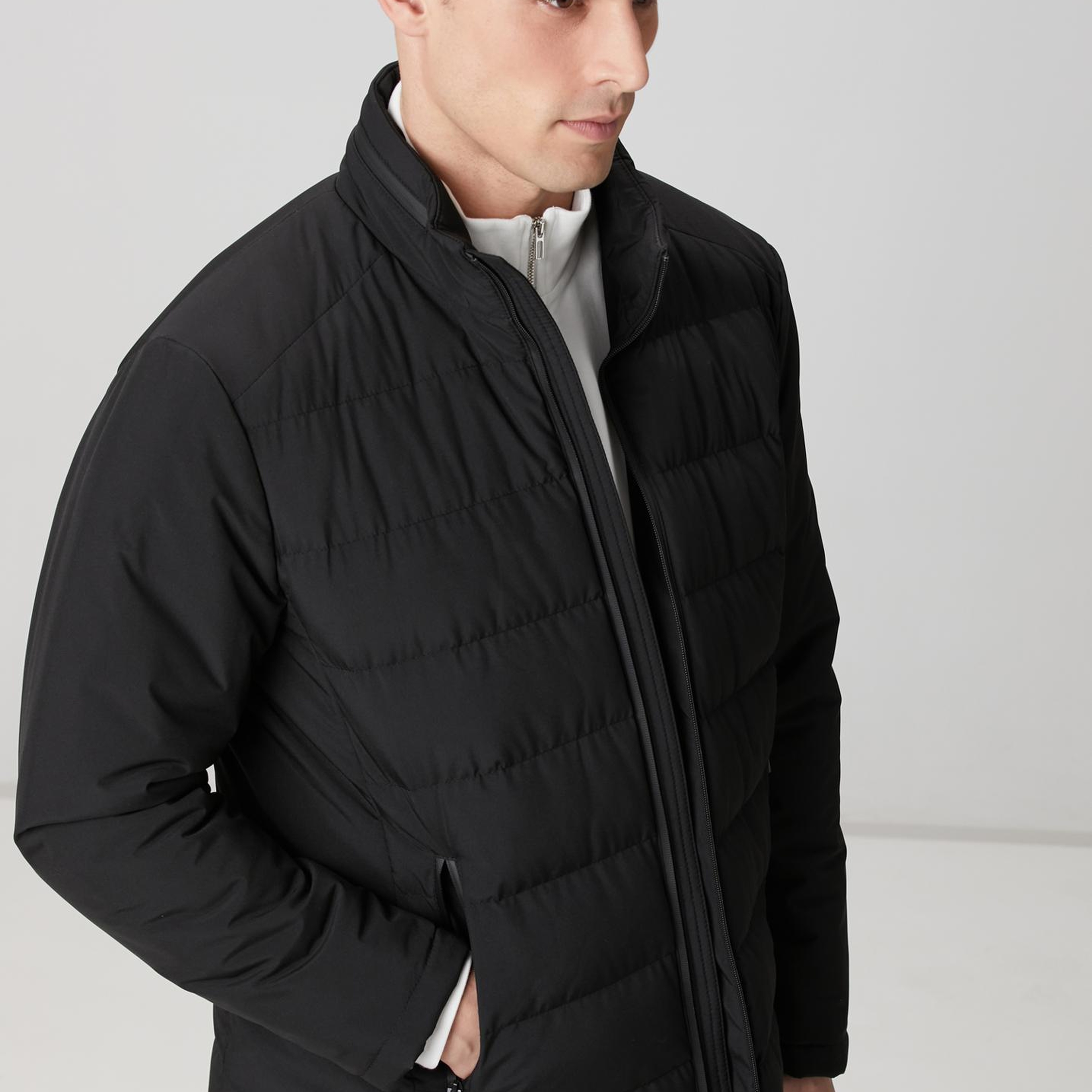 Network Erkek Siyah Su Geçirmez Fermuarlı Casual Kaban