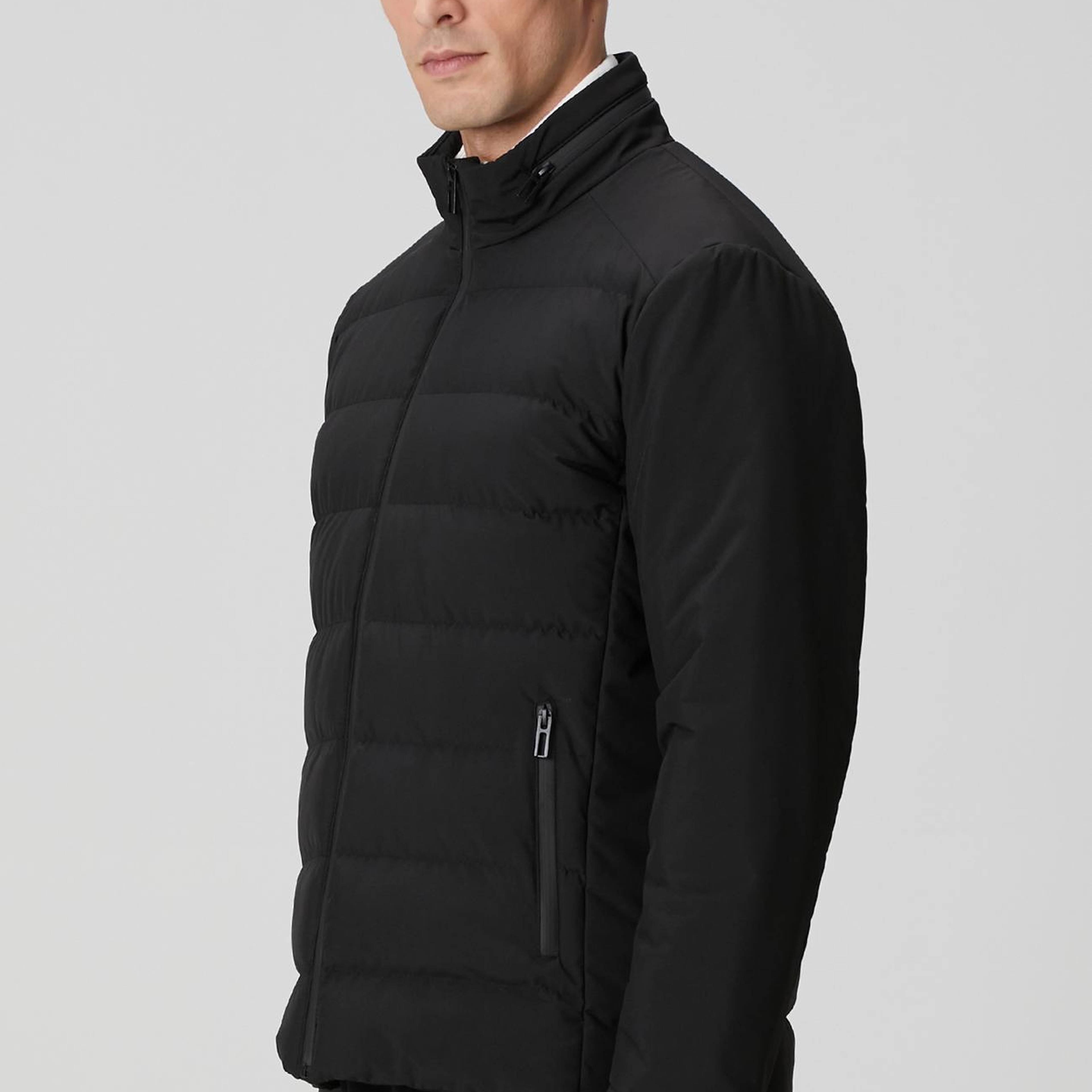 Network Erkek Siyah Su Geçirmez Fermuarlı Casual Kaban